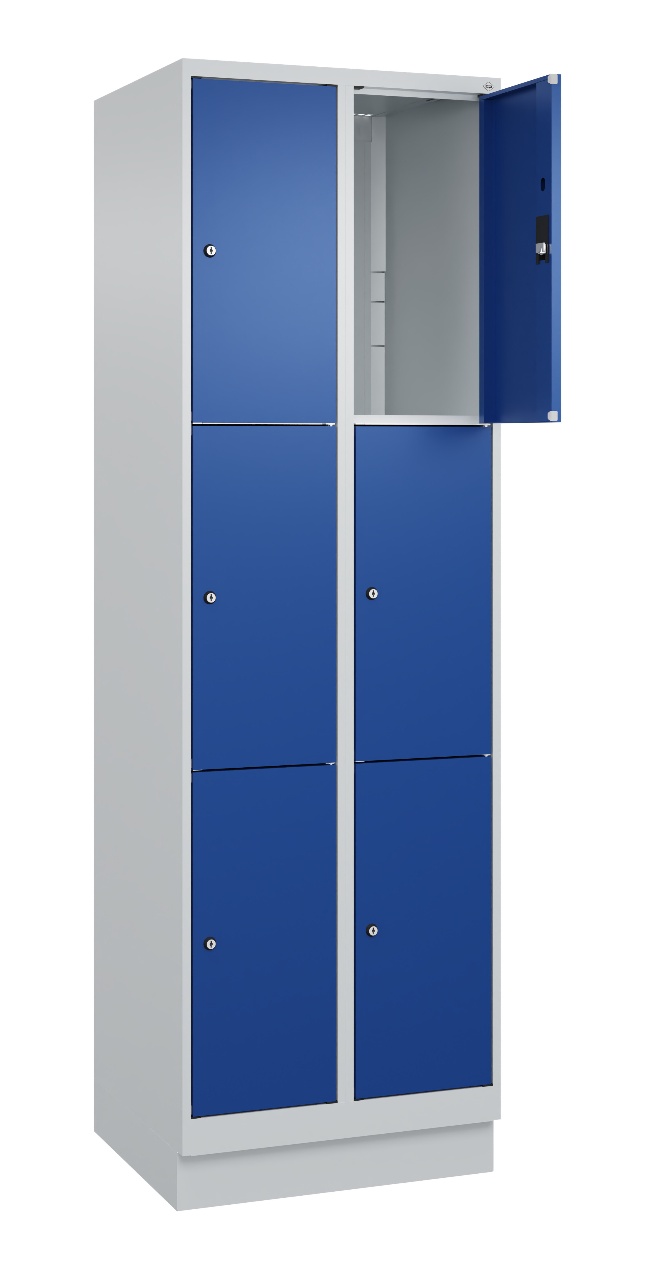 Schließfachschrank Classic Plus, Sockel, 6 Fächer, 1950x600x500mm