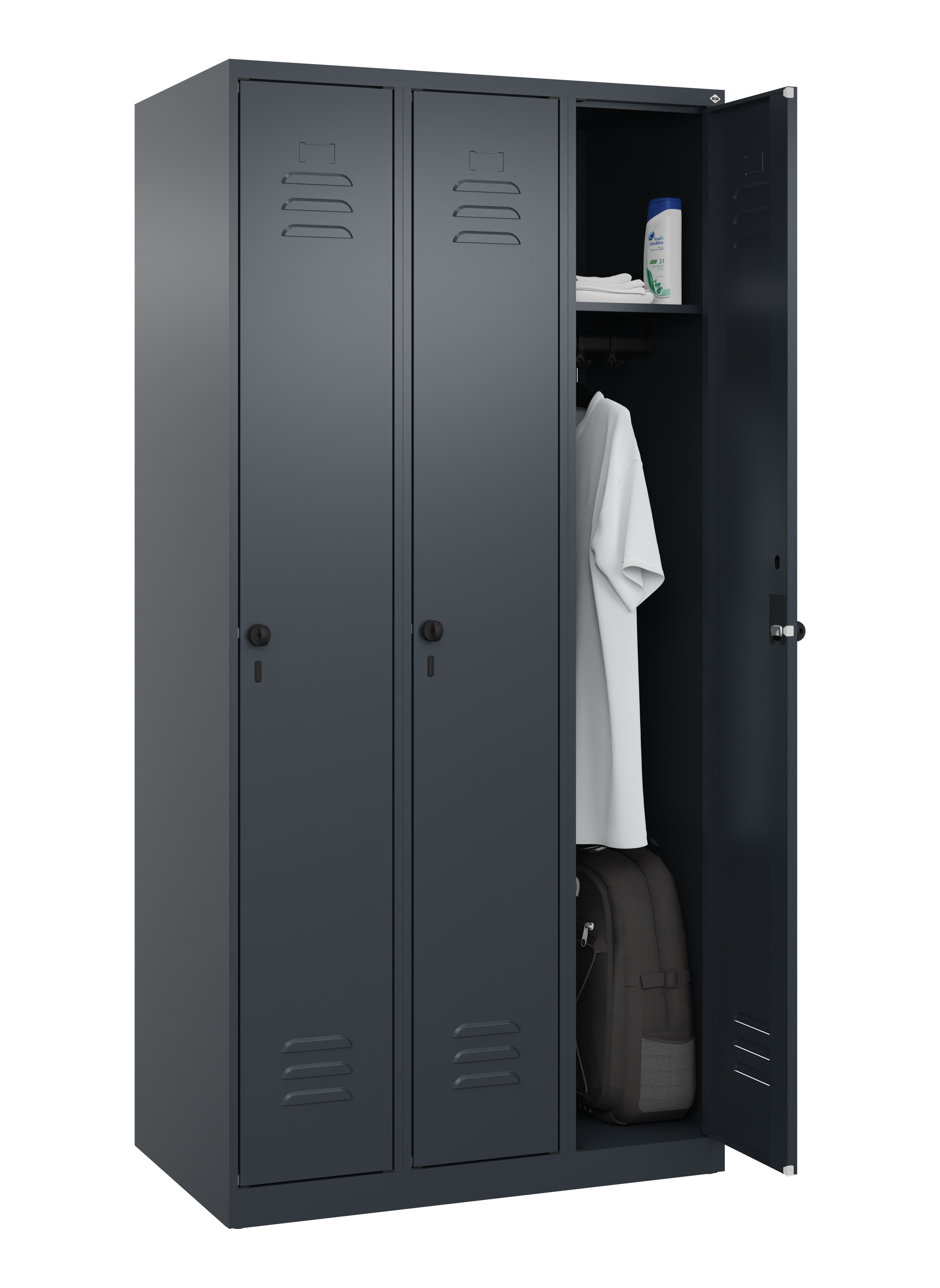Spind Classic Plus, 3 Abteile, 1850x900x500mm