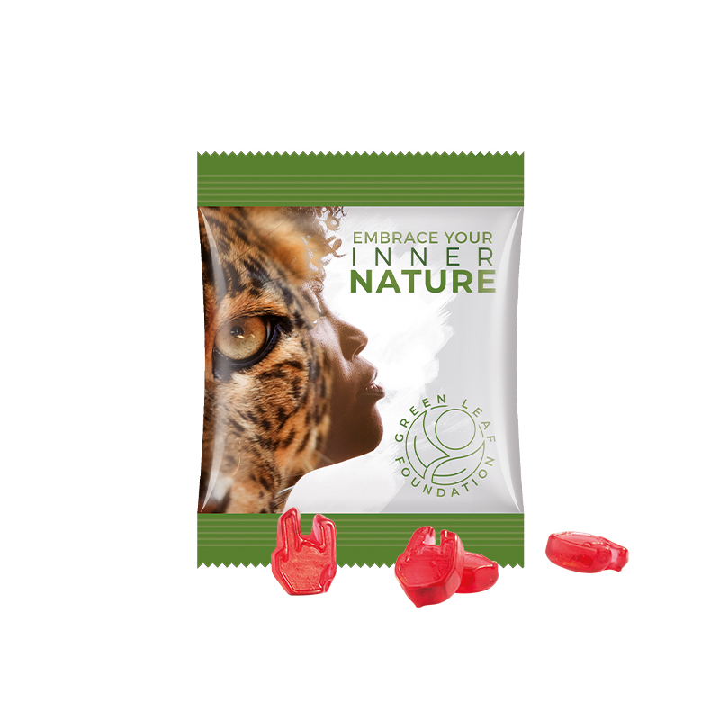 Minitüte Sonderform 15 g Folie weiß Fruchtgummi 10 % Fruchtsaftanteil Minitüte Sonderform 15 g Folie weiß Fruchtgummi 10 % Fruchtsaftanteil