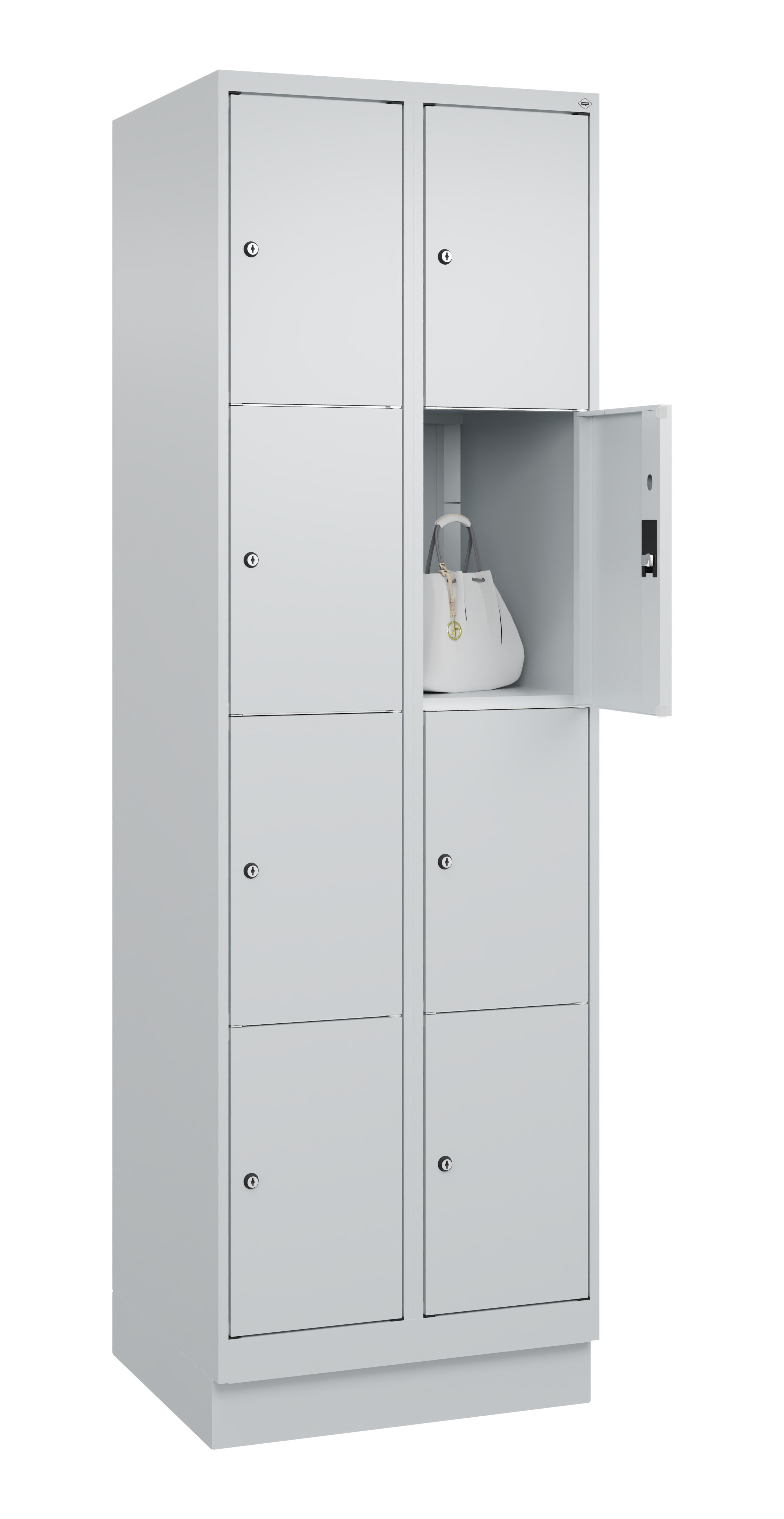 Schließfachschrank Classic Plus, Sockel, 8 Fächer, 1950x600x500mm