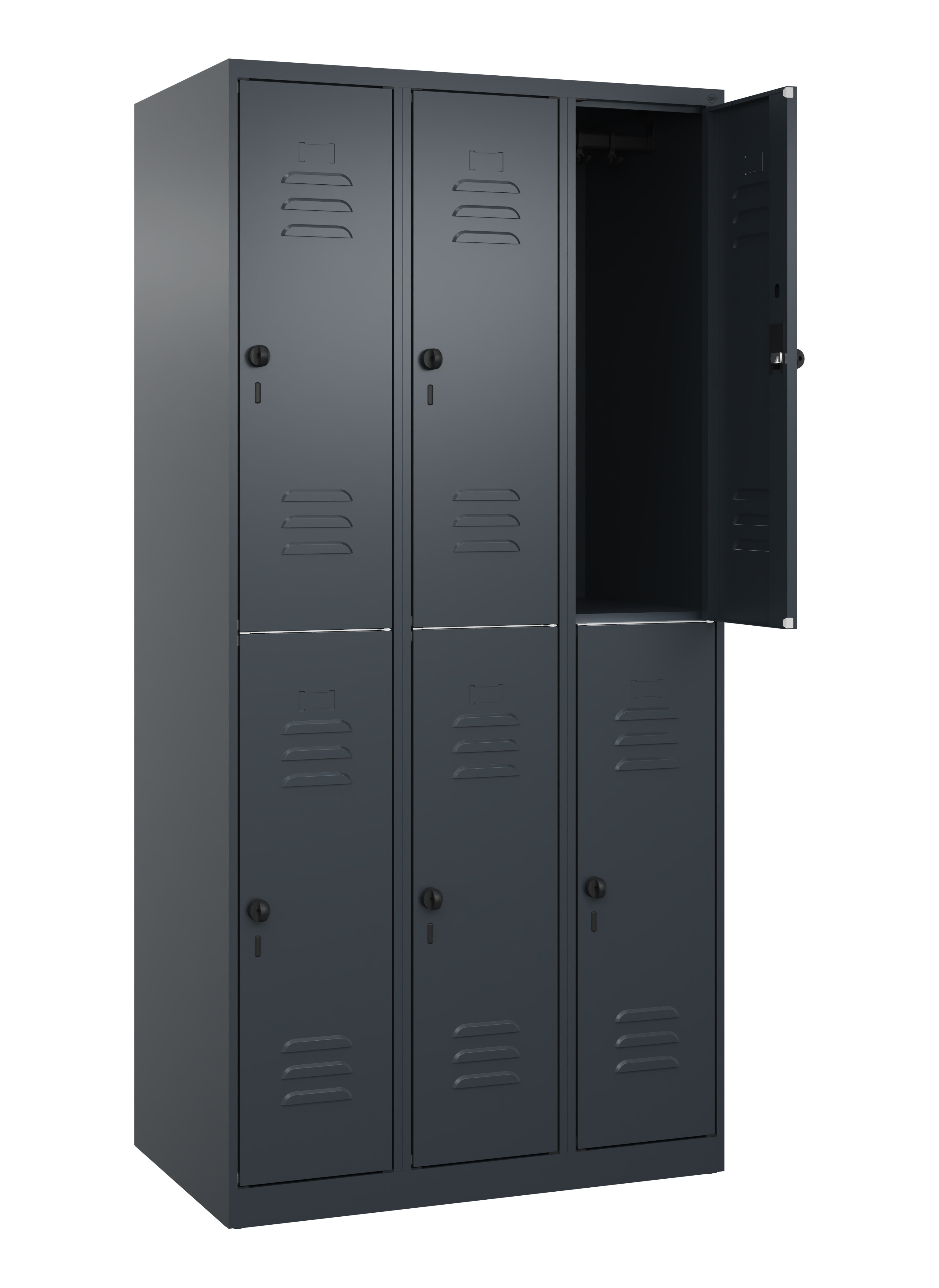 Doppelstock-Spind Classic Plus, 6 Fächer, 1850x900x500mm Doppelstock-Spind Classic Plus, 6 Fächer, 1850x900x500mm