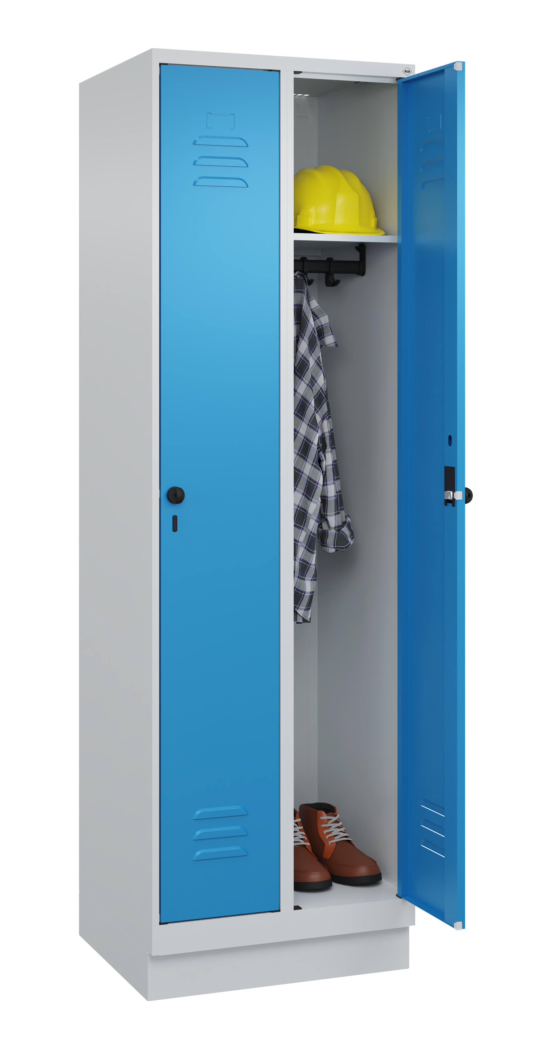 Spind Classic Plus, Sockel, 2 Abteile, 1950x600x500mm