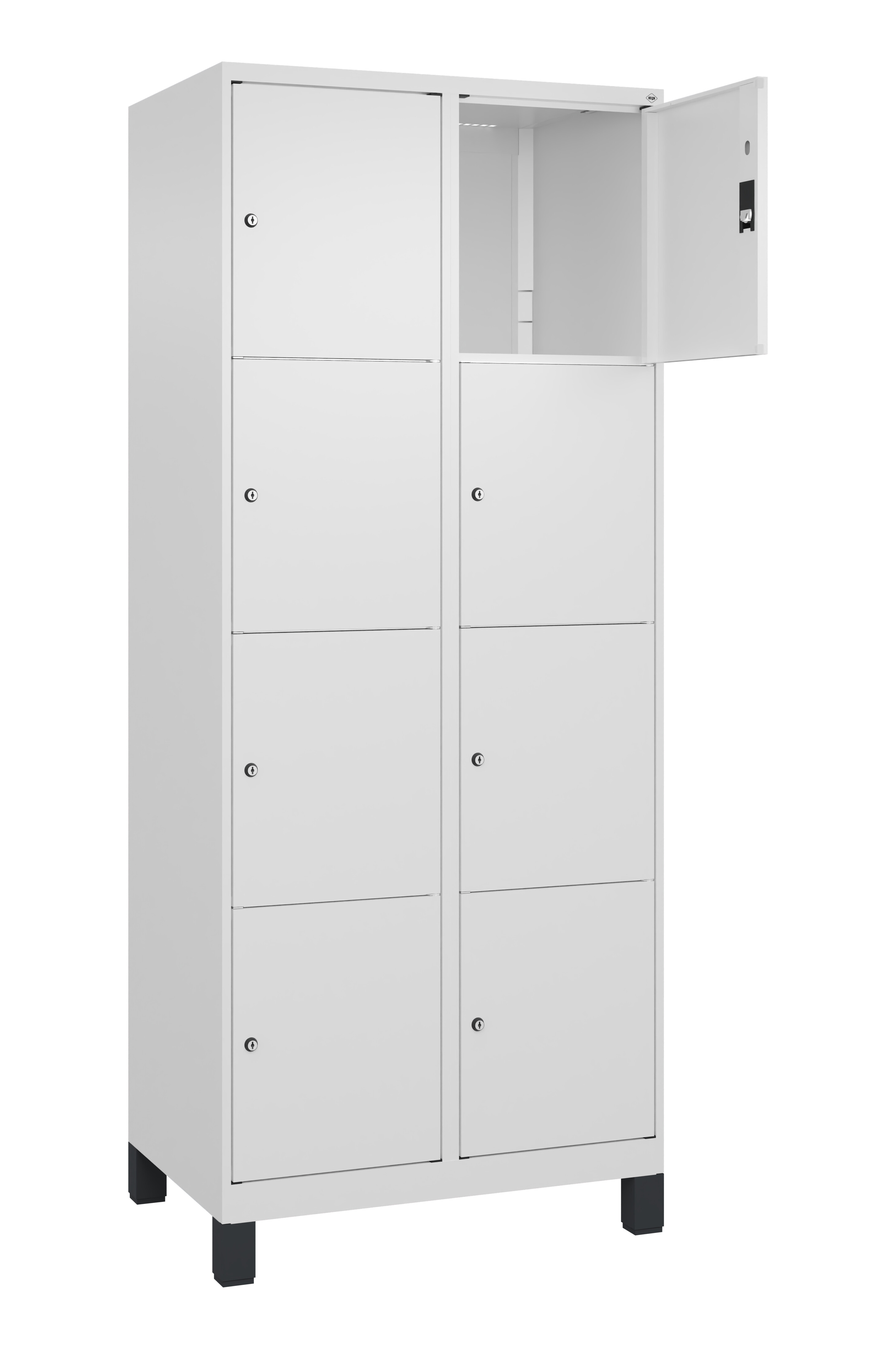 Schließfachschrank Classic Plus, Füße, 8 Fächer, 1950x800x500mm