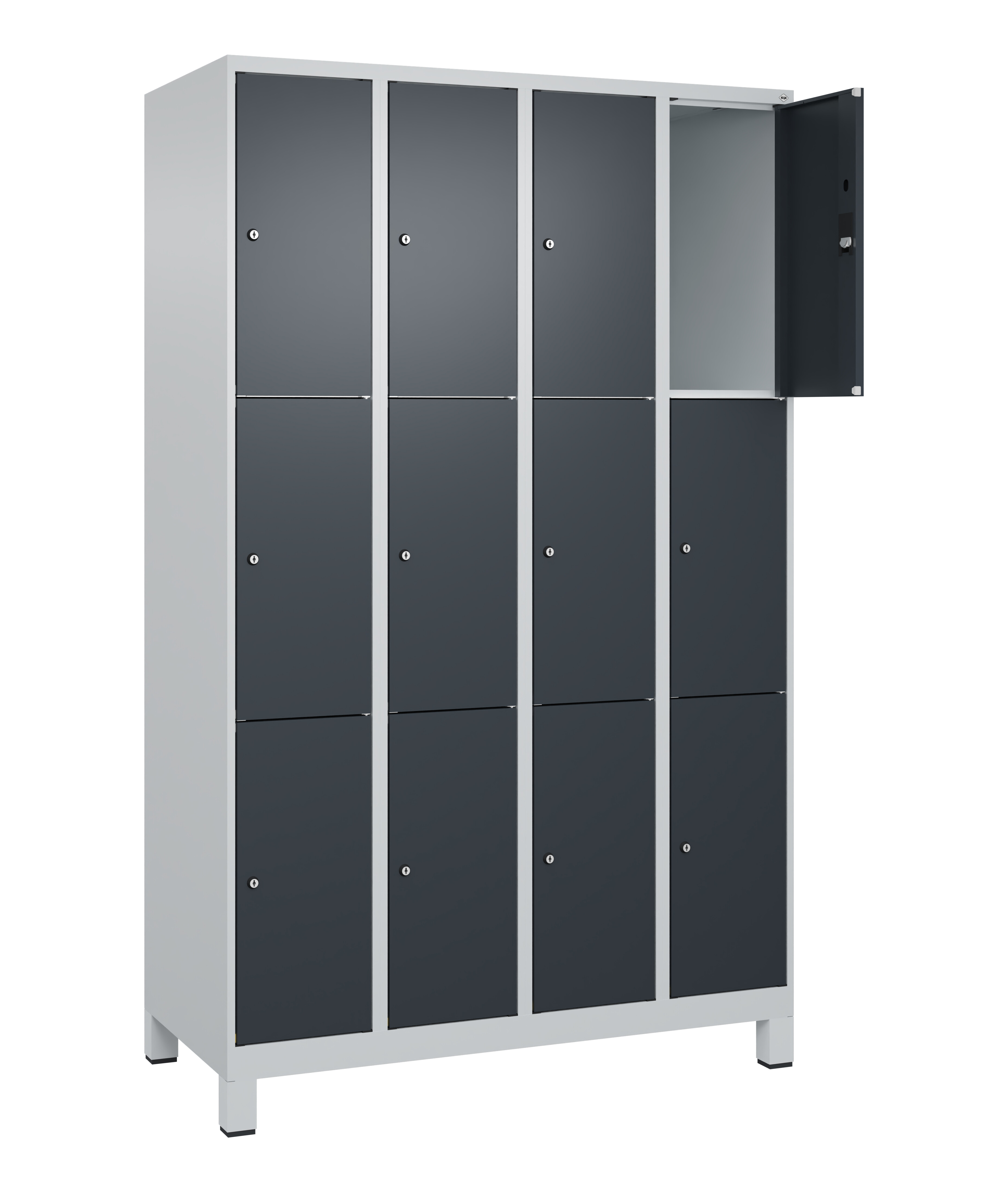 Schließfachschrank Classic Plus, Füße, 12 Fächer, 1950x1200x500mm Schließfachschrank Classic Plus, Füße, 12 Fächer, 1950x1200x500mm