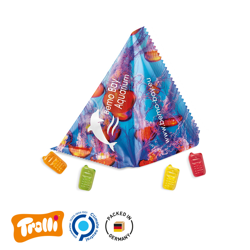 Fruchtgummi Tetraeder Folie weiß Trolli Fruchtgummi Handy