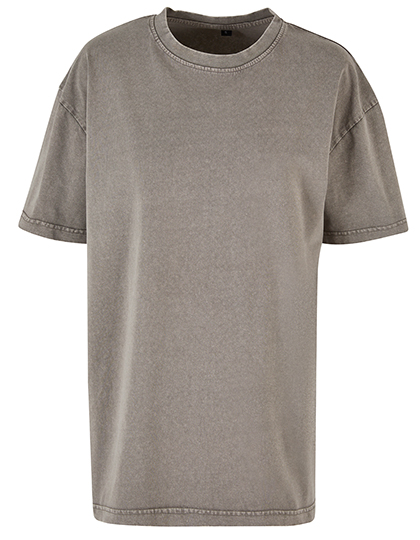Build Your Brand Ladies Oversized Acid Wash Tee