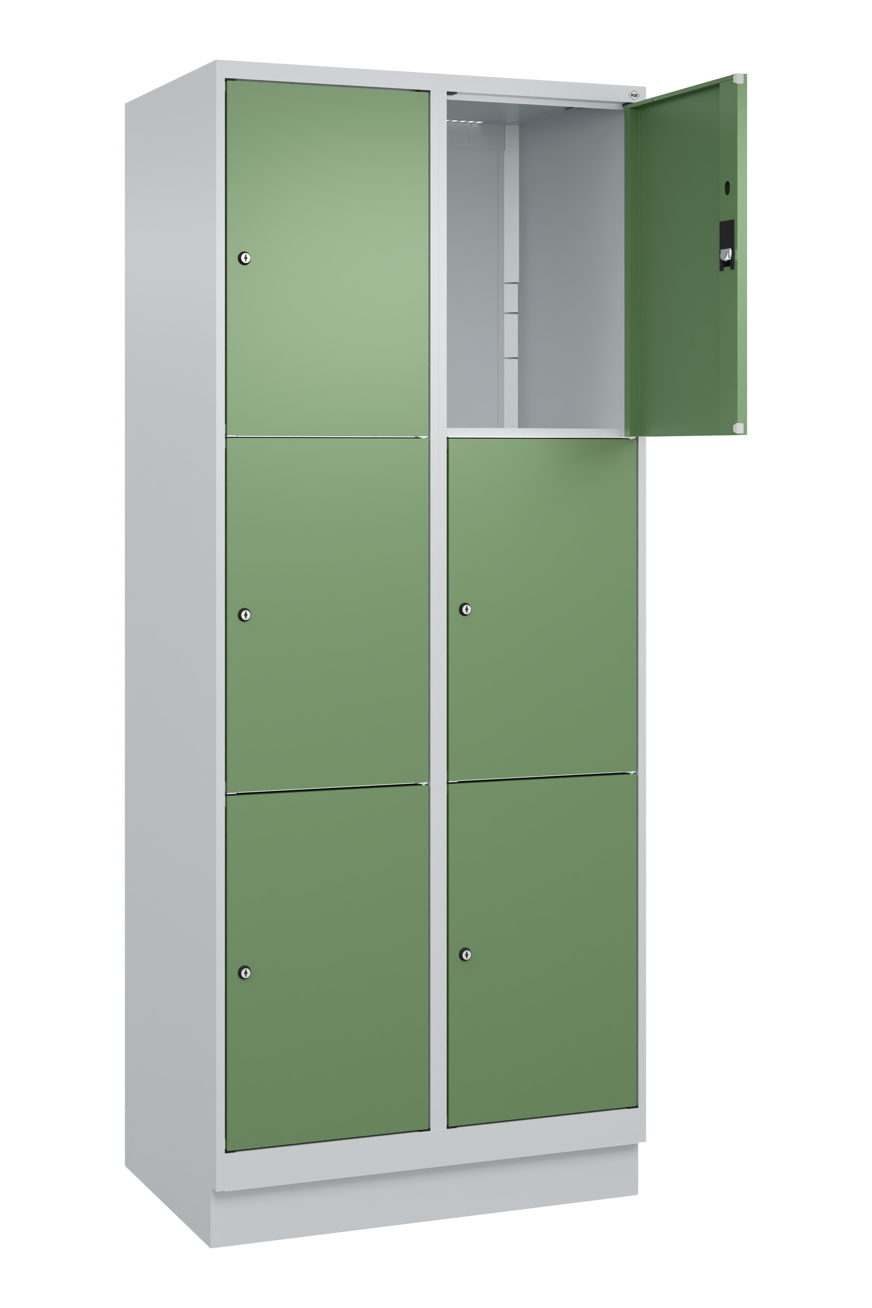 Schließfachschrank Classic Plus, Sockel, 6 Fächer, 2120x800x500mm Schließfachschrank Classic Plus, Sockel, 6 Fächer, 2120x800x500mm