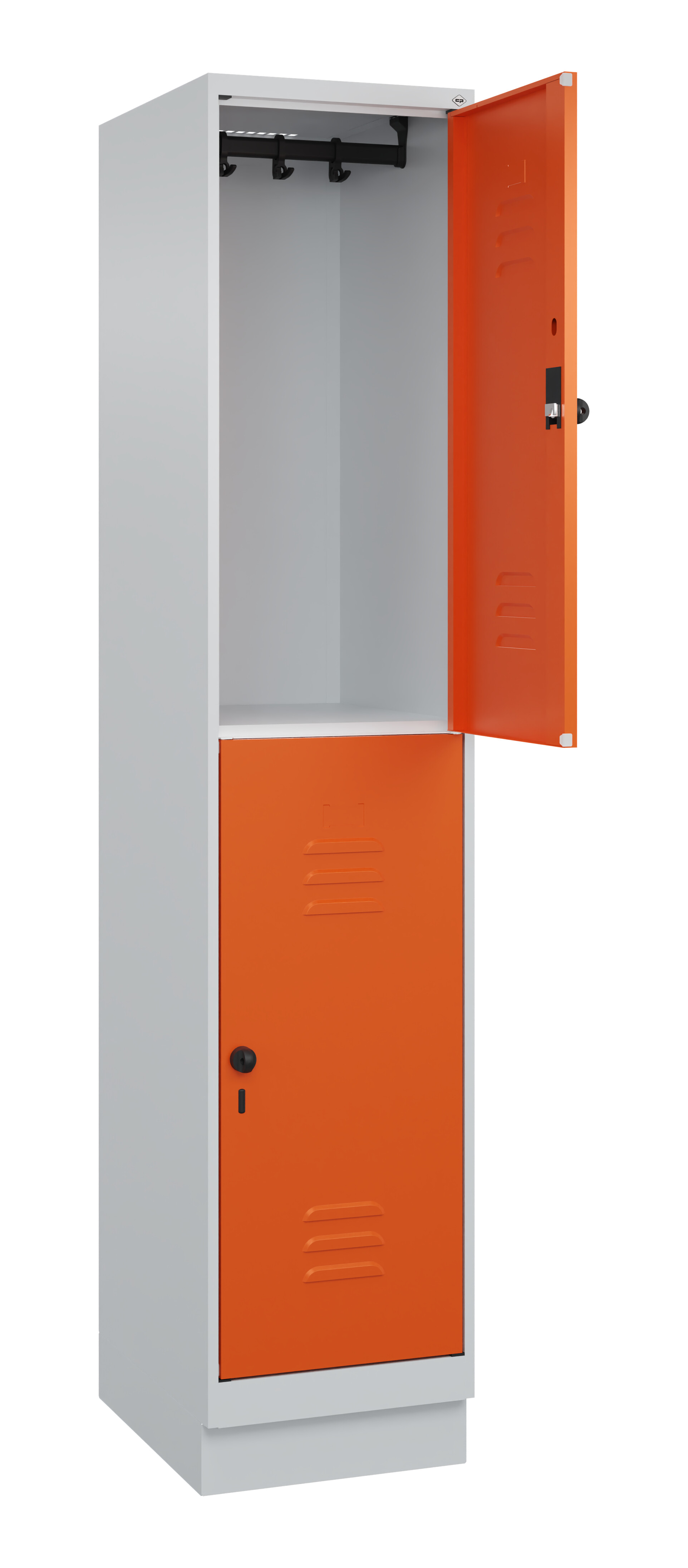 Doppelstock-Spind Classic Plus, Sockel, 2 Fächer, 1950x400x500mm Doppelstock-Spind Classic Plus, Sockel, 2 Fächer, 1950x400x500mm