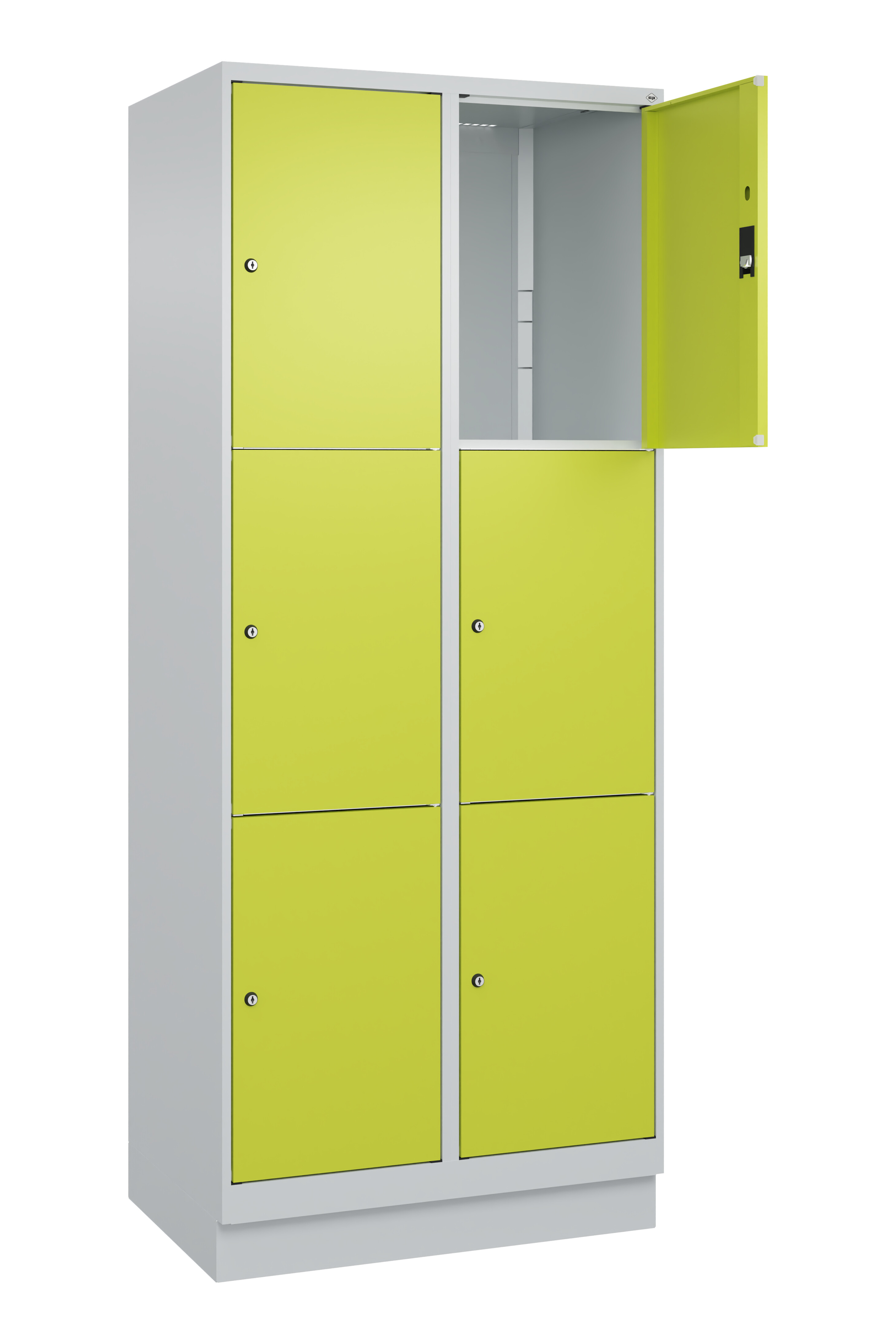 Schließfachschrank Classic Plus, Sockel, 6 Fächer, 2120x800x500mm