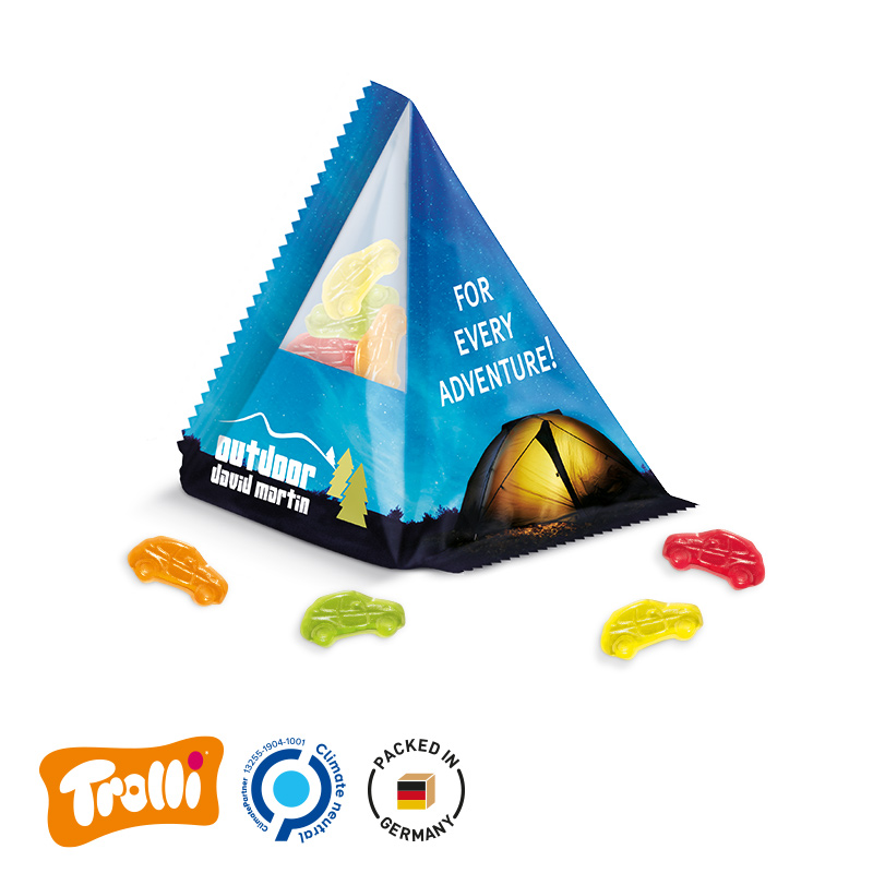 Fruchtgummi Tetraeder Folie transparent Trolli Fruchtgummi Autos