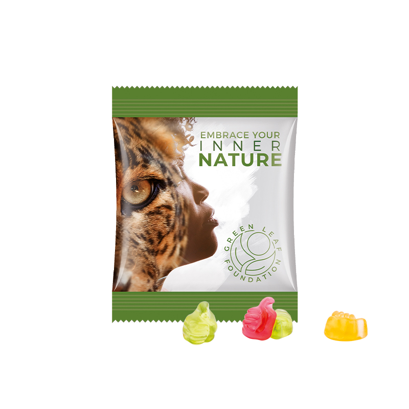 Minitüte 15 g Folie weiß Trolli Fruchtgummi Daumen Minitüte 15 g Folie weiß Trolli Fruchtgummi Daumen