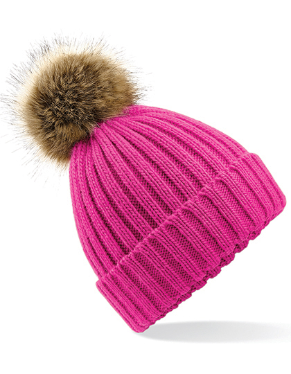 Beechfield Faux Fur Pop Pom Chunky Beanie Beechfield Faux Fur Pop Pom Chunky Beanie