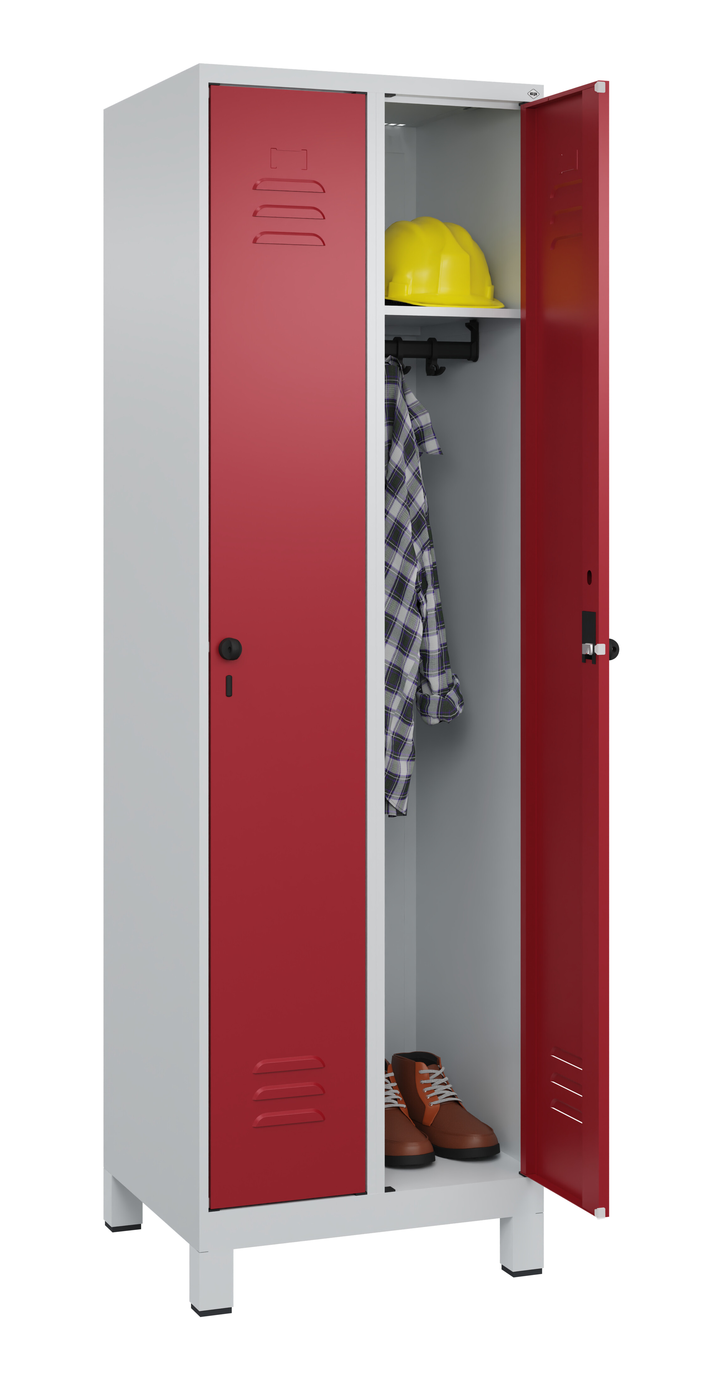 Spind Classic Plus, Füße, 2 Abteile, 1950x600x500mm Spind Classic Plus, Füße, 2 Abteile, 1950x600x500mm