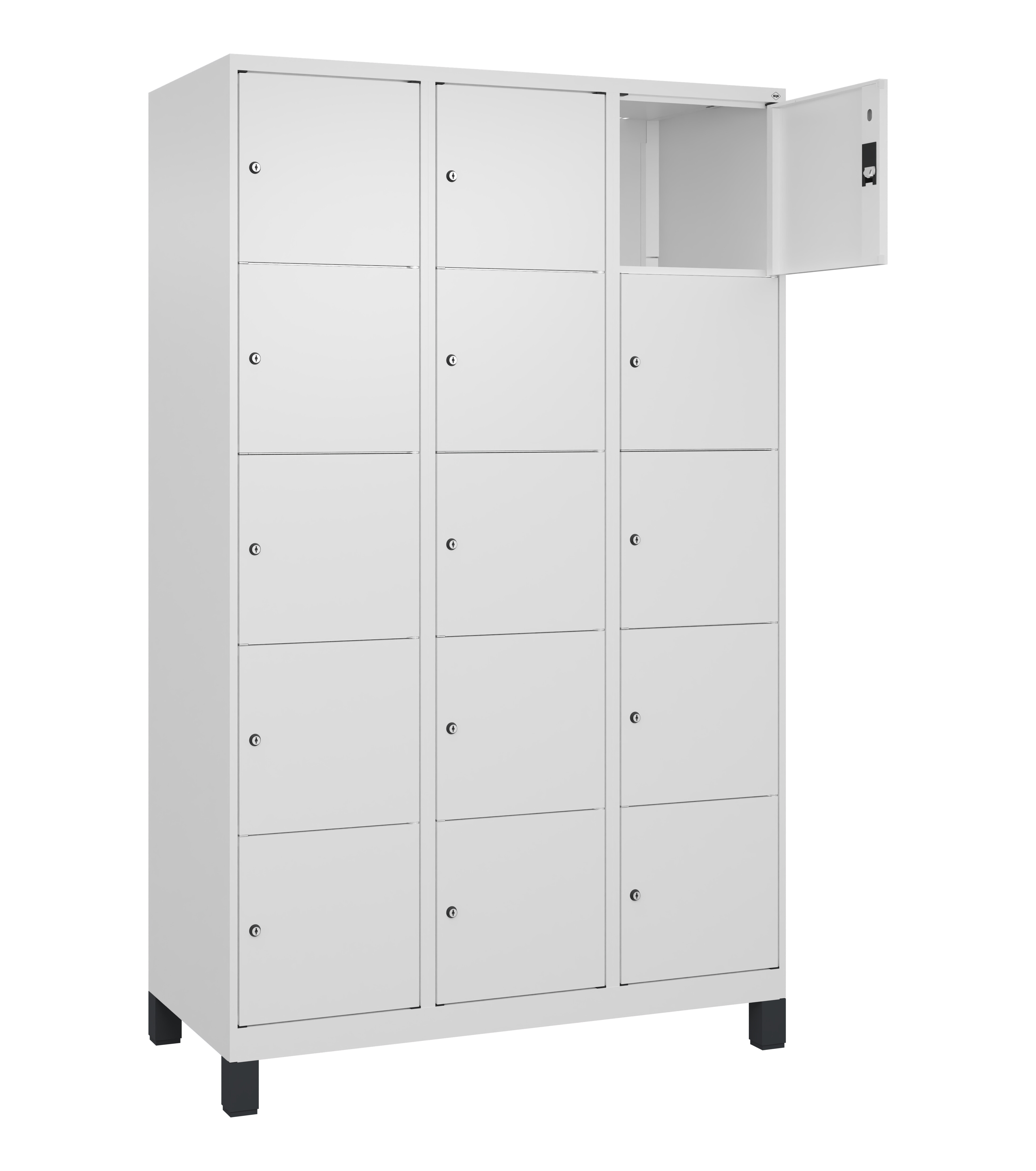 Schließfachschrank Classic Plus, Füße, 15 Fächer, 1950x1200x500mm