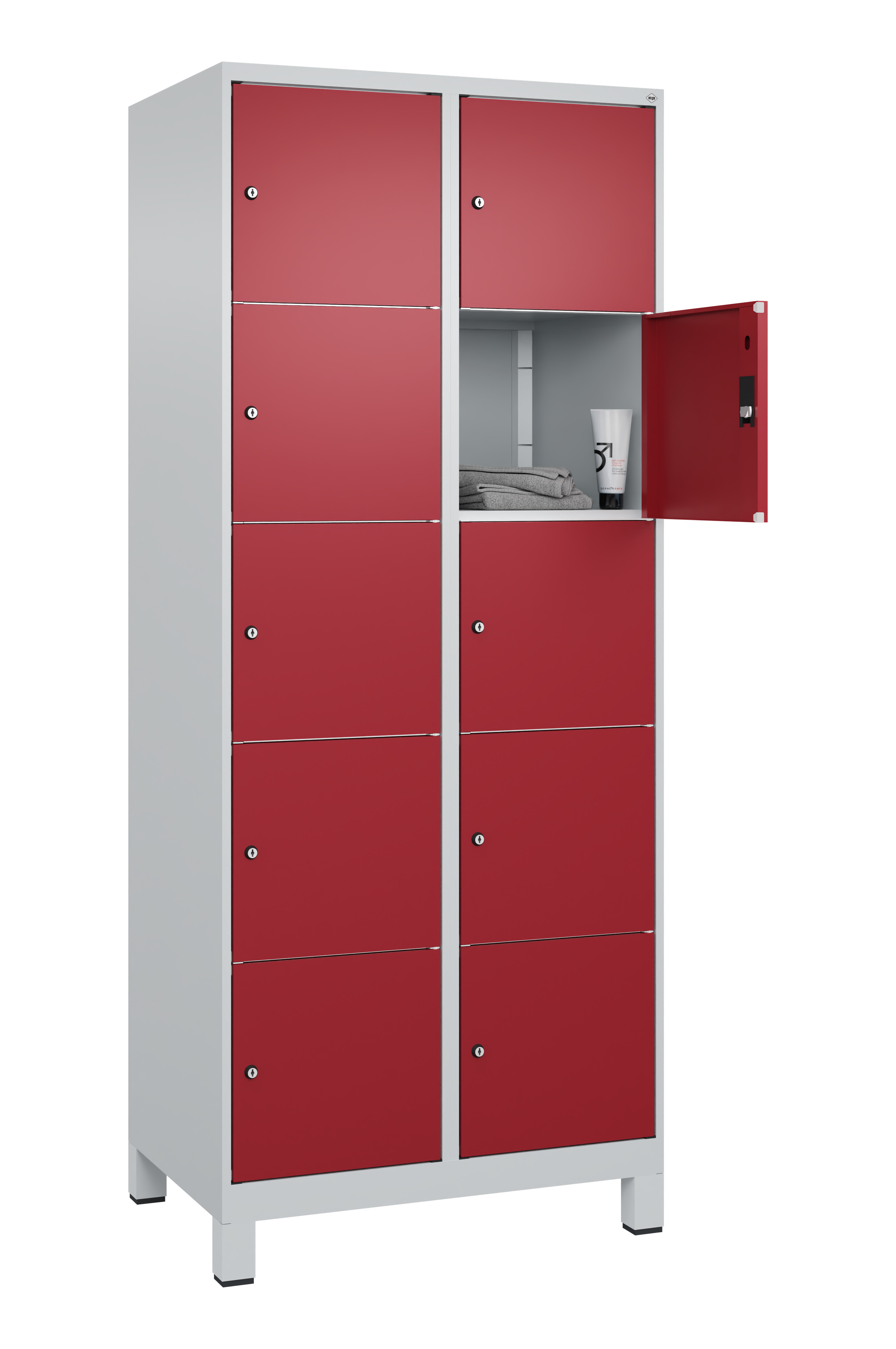 Schließfachschrank Classic Plus, Füße, 10 Fächer, 1950x800x500mm Schließfachschrank Classic Plus, Füße, 10 Fächer, 1950x800x500mm