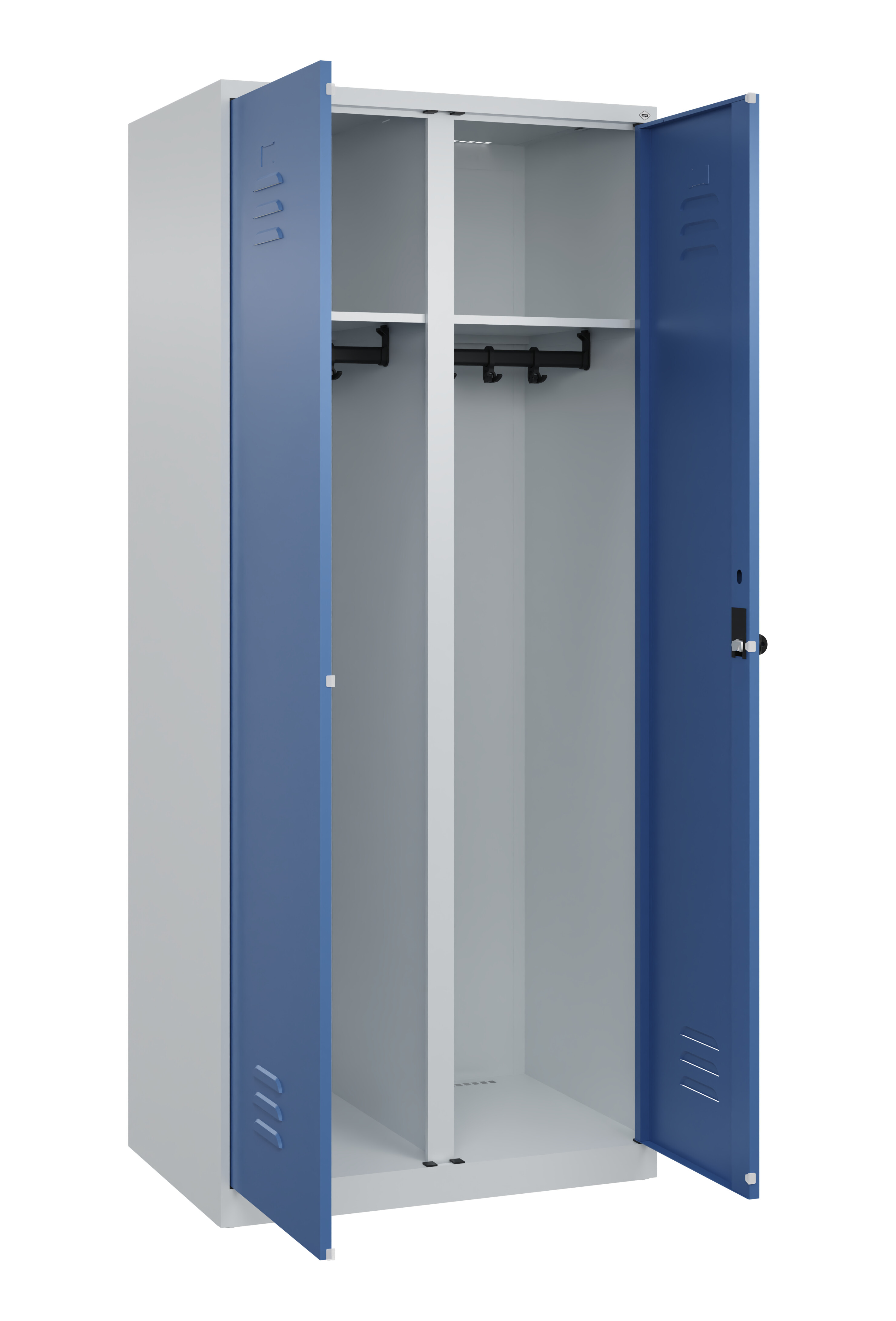 Schwarz-Weiß-Spind Classic Plus, 2 Abteile, 1850x800x500mm Schwarz-Weiß-Spind Classic Plus, 2 Abteile, 1850x800x500mm