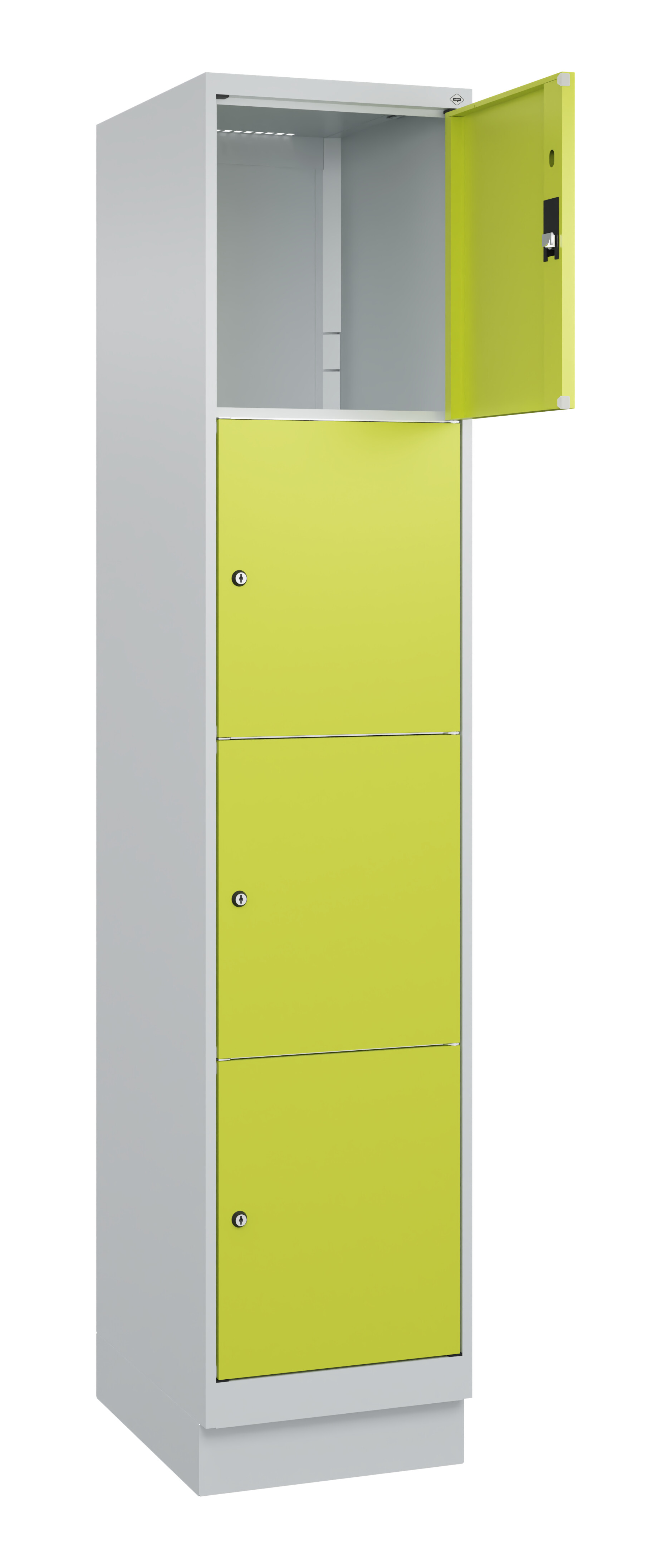 Schließfachschrank Classic Plus, Sockel, 4 Fächer, 2120x400x500mm Schließfachschrank Classic Plus, Sockel, 4 Fächer, 2120x400x500mm
