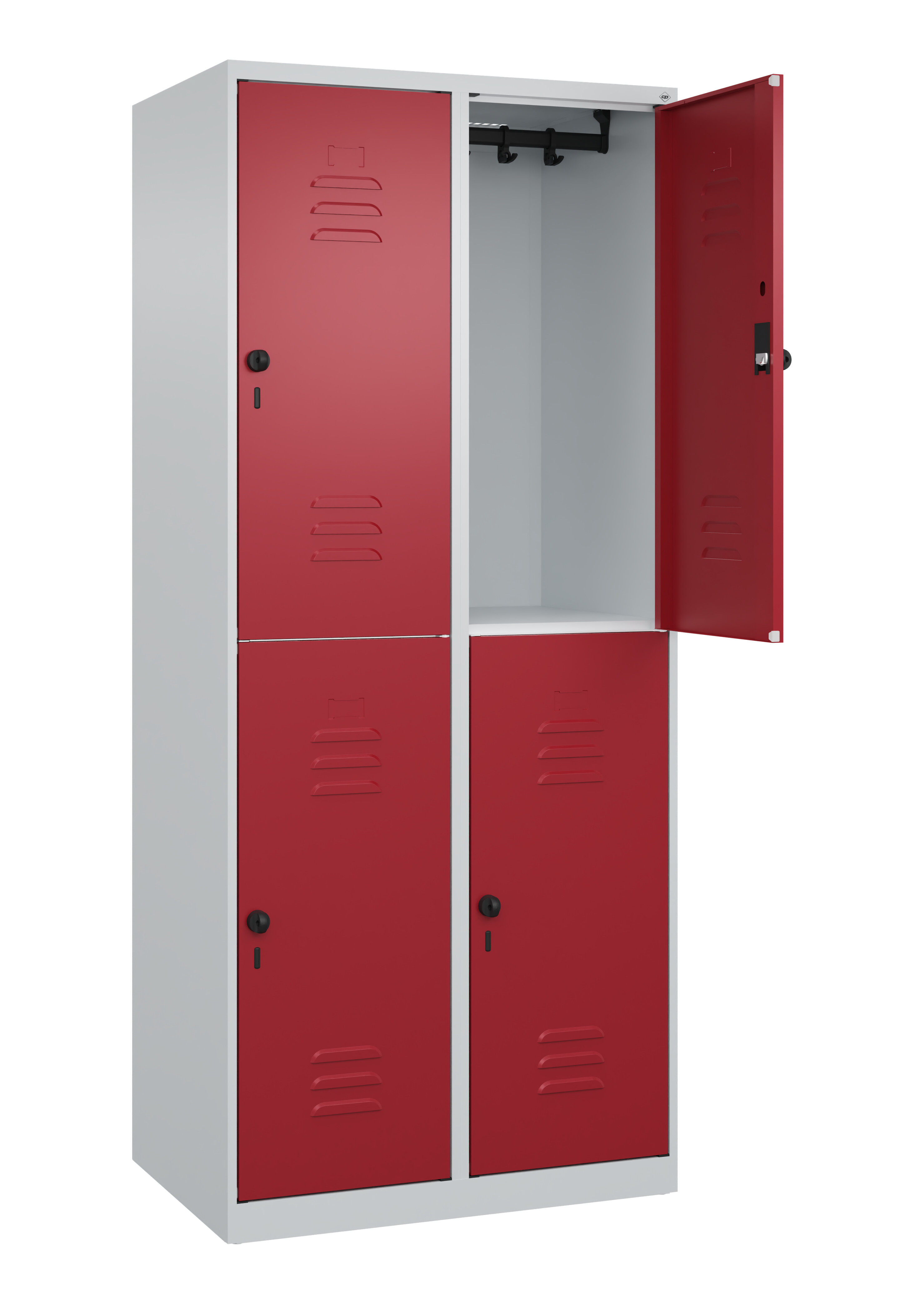 Doppelstock-Spind Classic Plus, 4 Fächer, 1850x800x500mm Doppelstock-Spind Classic Plus, 4 Fächer, 1850x800x500mm