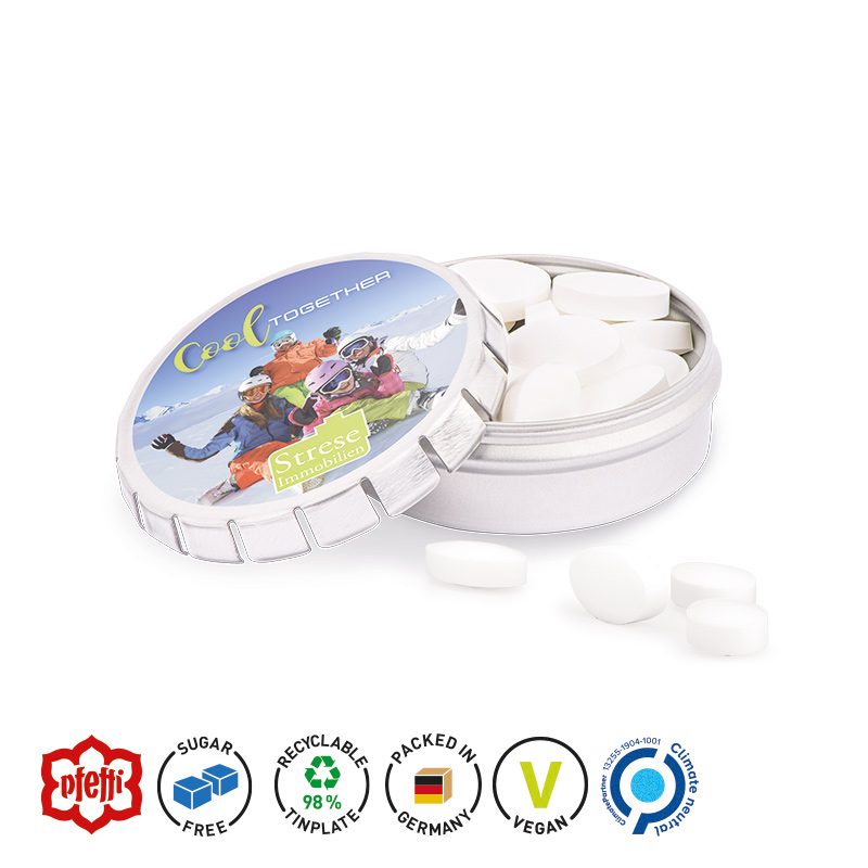 Quick Box silber Pfeffi zuckerfreien Pfefferminzpastillen