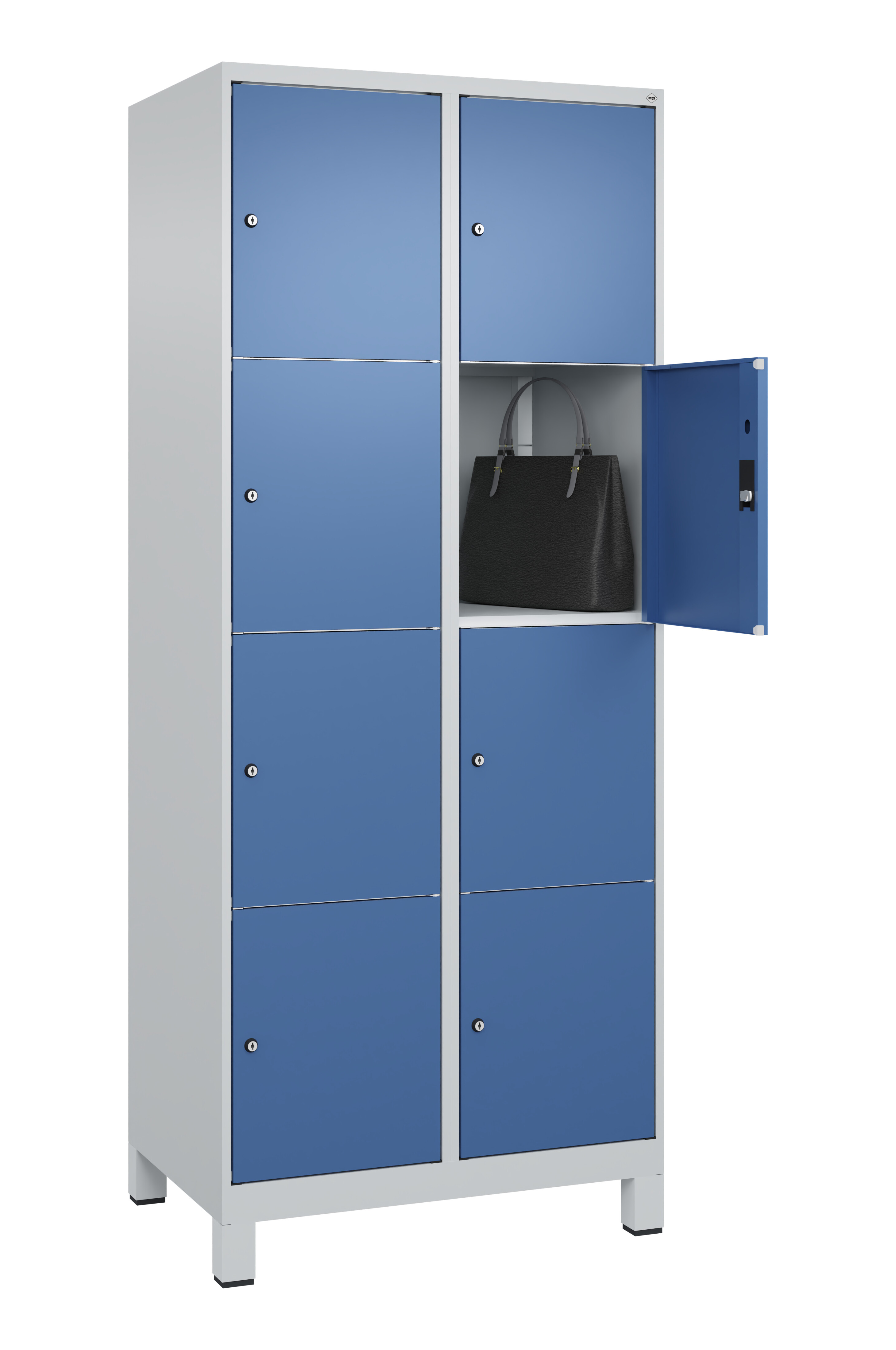 Schließfachschrank Classic Plus, Füße, 8 Fächer, 1950x800x500mm Schließfachschrank Classic Plus, Füße, 8 Fächer, 1950x800x500mm