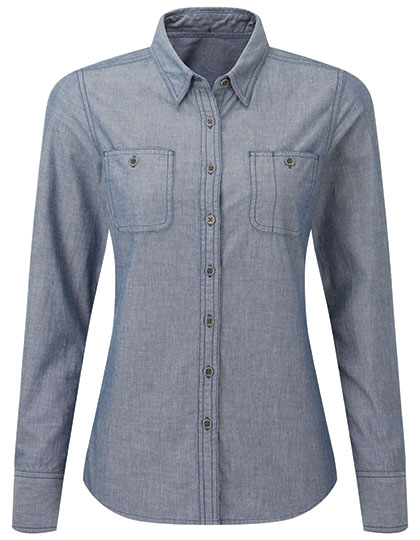 Premier Workwear Women´s Organic Chambray Fairtrade Long Sleeve Shirt