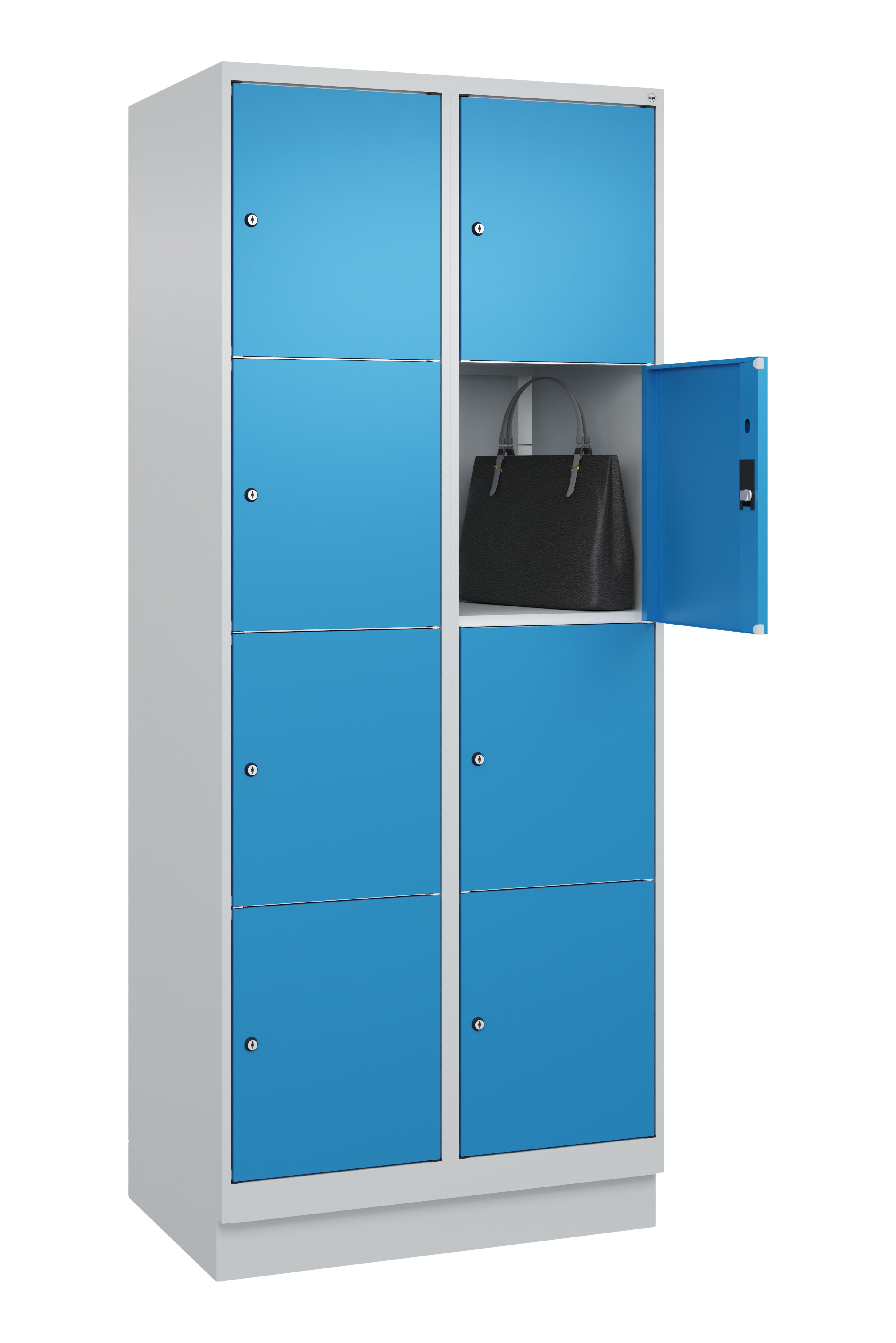 Schließfachschrank Classic Plus, Sockel, 8 Fächer, 2120x800x500mm Schließfachschrank Classic Plus, Sockel, 8 Fächer, 2120x800x500mm