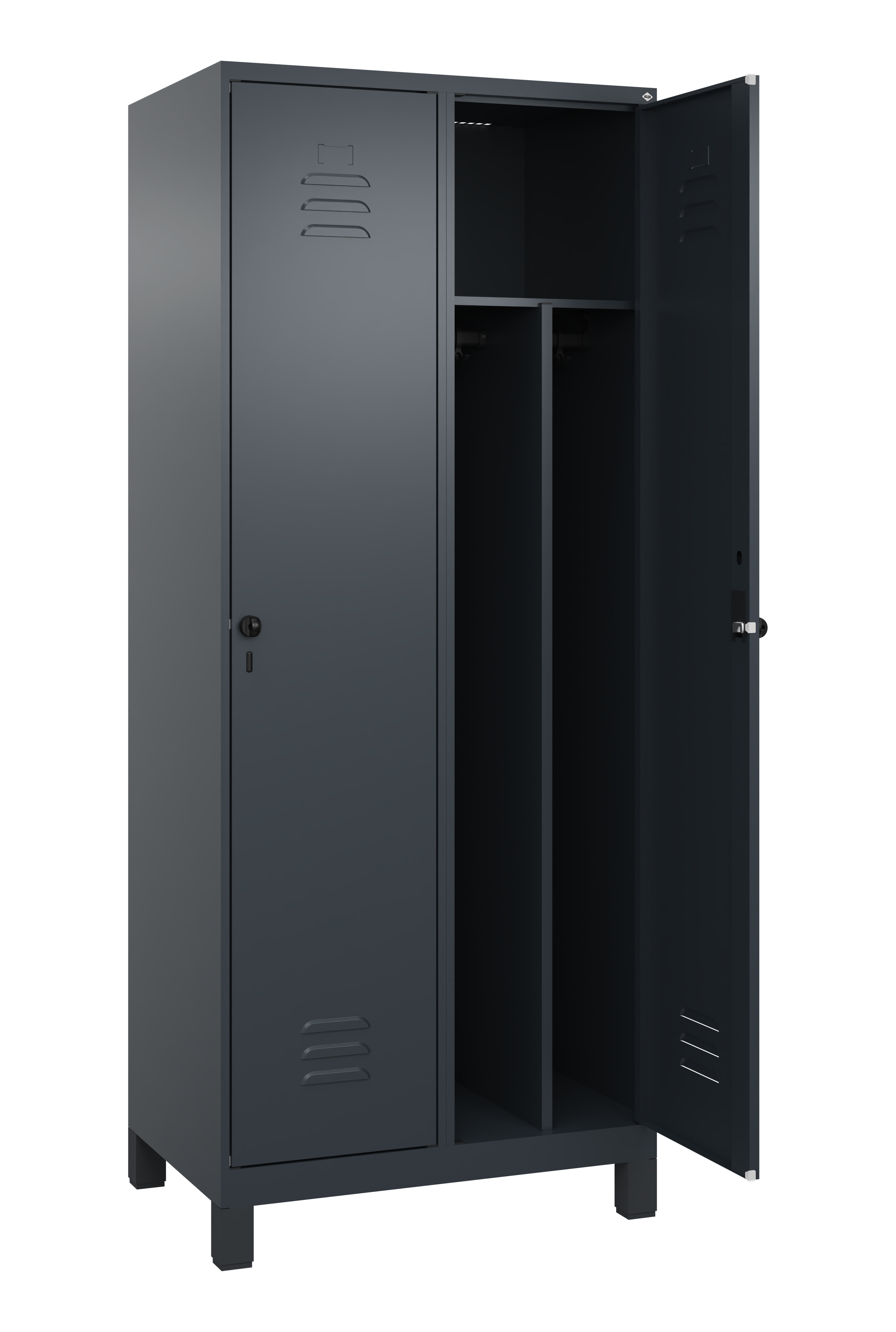 Spind Classic Plus, Füße, 2 Abteile, 1950x800x500mm Spind Classic Plus, Füße, 2 Abteile, 1950x800x500mm