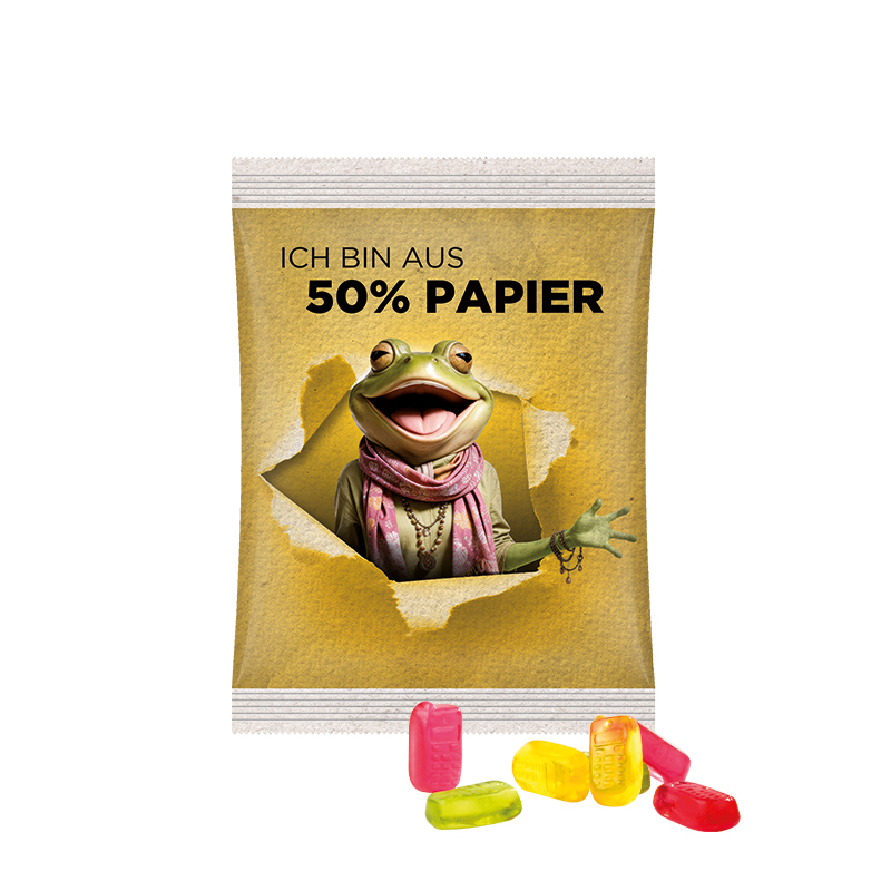 Maxitüte Folie mit ca. 50% Papieranteil weiß Trolli Fruchtgummi Handy Maxitüte Folie mit ca. 50% Papieranteil weiß Trolli Fruchtgummi Handy