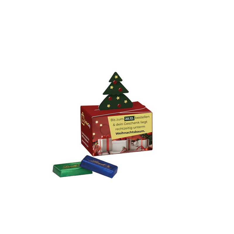 Geschenkbox Mini Tanne Lindt Schokotäfelchen