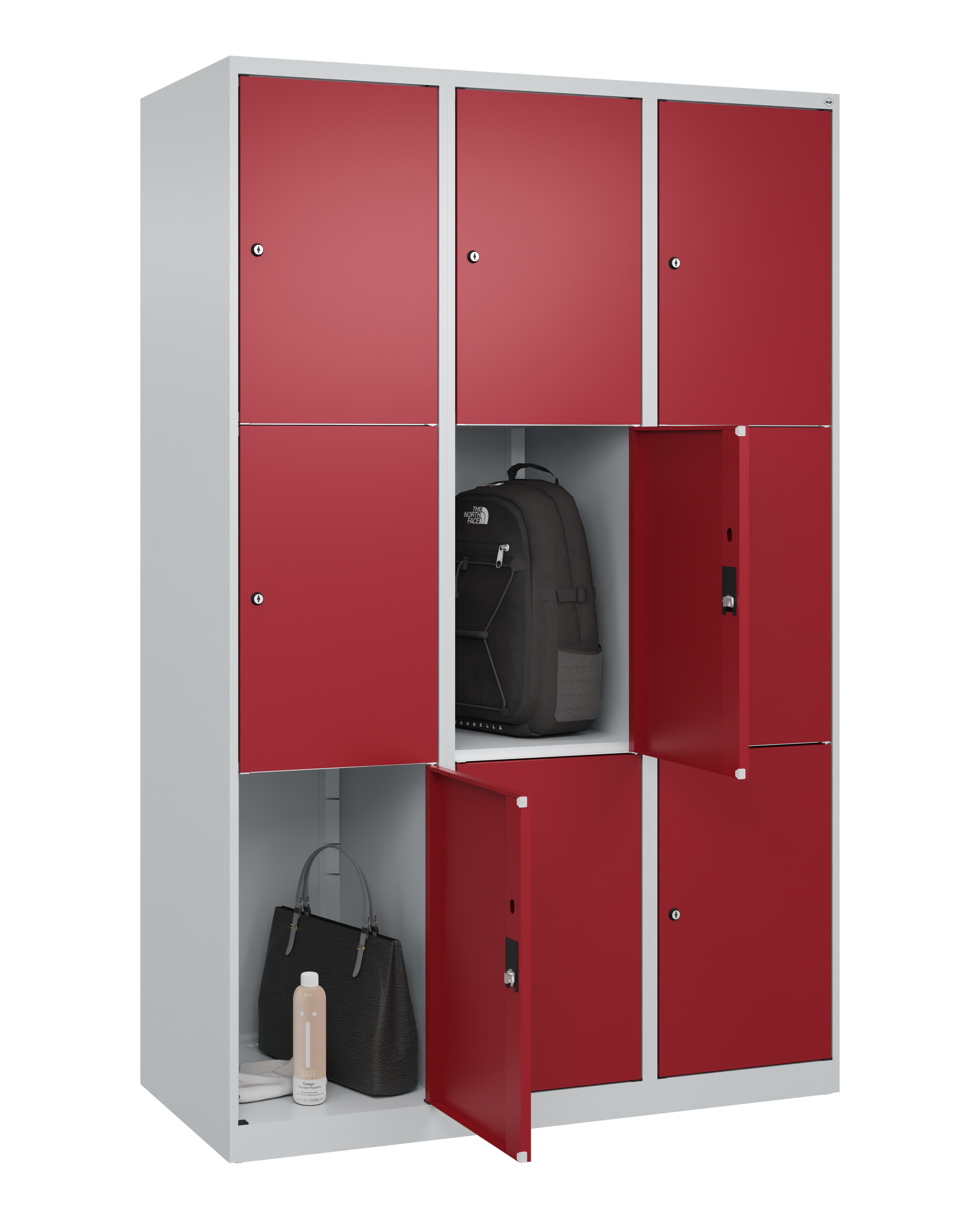 Schließfachschrank Classic Plus, 9 Fächer, 1850x1200x500mm