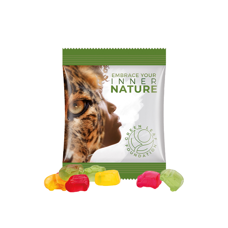 Minitüte 10 g Folie weiß Trolli Fruchtgummi Auto-Mischung Minitüte 10 g Folie weiß Trolli Fruchtgummi Auto-Mischung