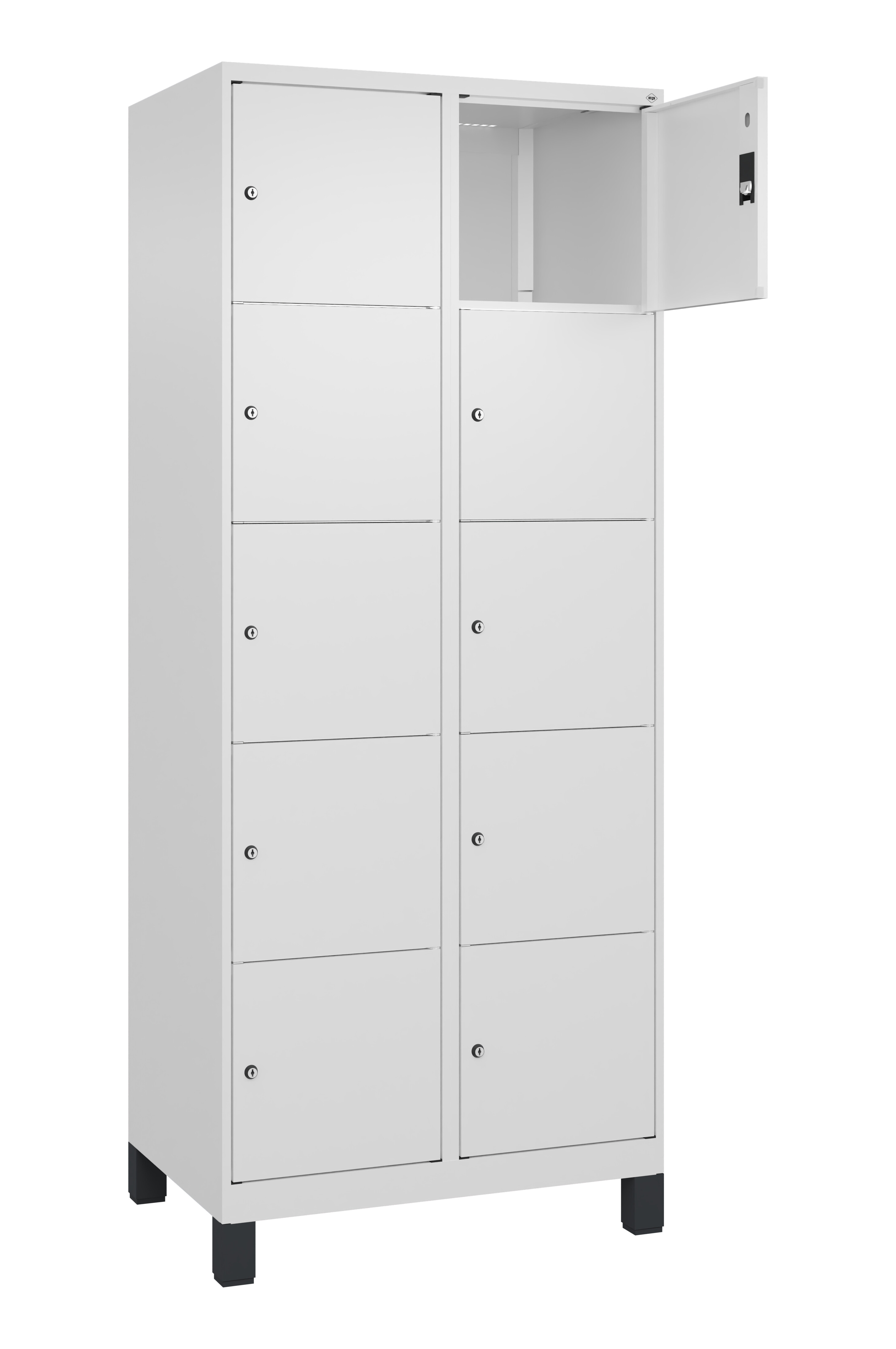 Schließfachschrank Classic Plus, Füße, 10 Fächer, 1950x800x500mm