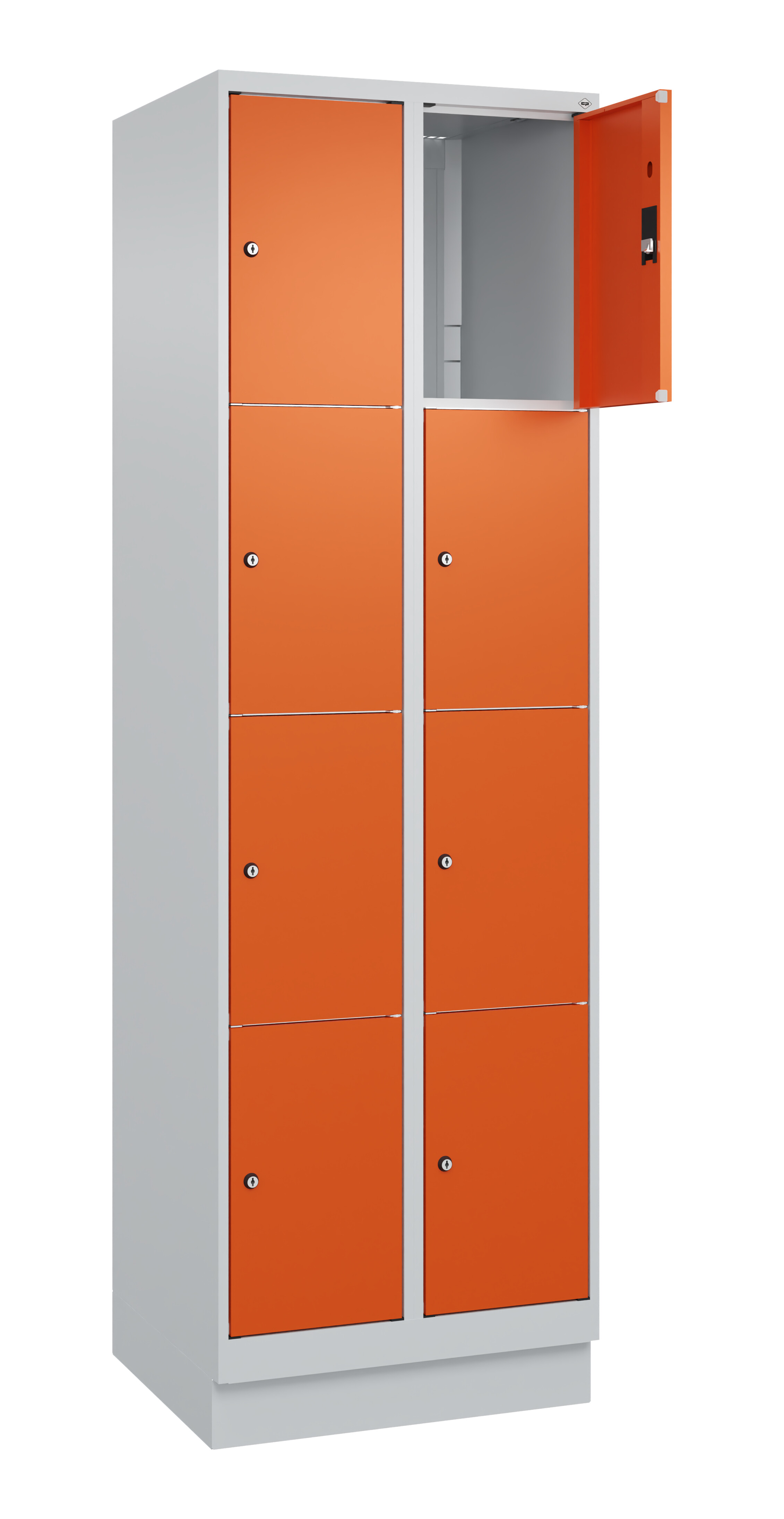 Schließfachschrank Classic Plus, Sockel, 8 Fächer, 1950x600x500mm