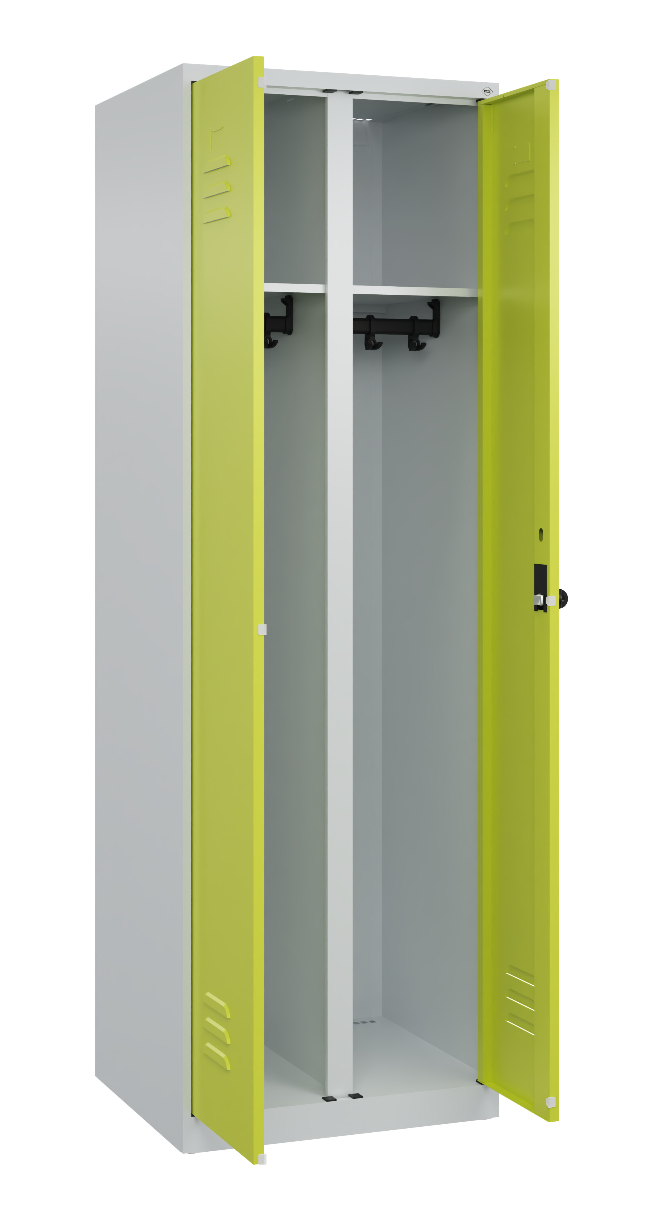 Schwarz-Weiß-Spind Classic Plus, 2 Abteile, 1850x600x500mm Schwarz-Weiß-Spind Classic Plus, 2 Abteile, 1850x600x500mm