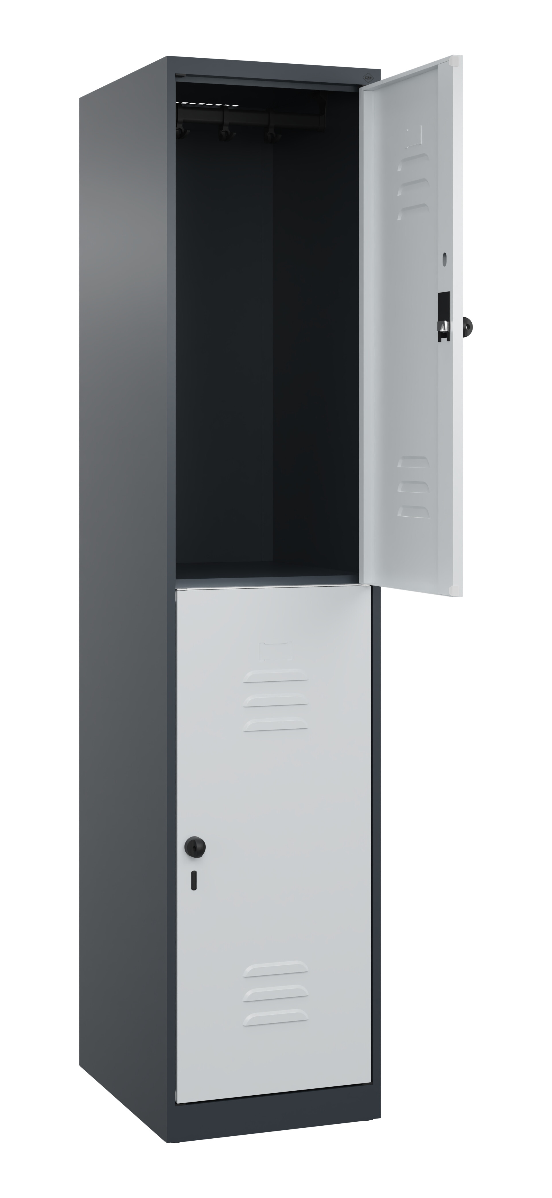 Doppelstock-Spind Classic Plus, 2 Fächer, 1850x400x500mm