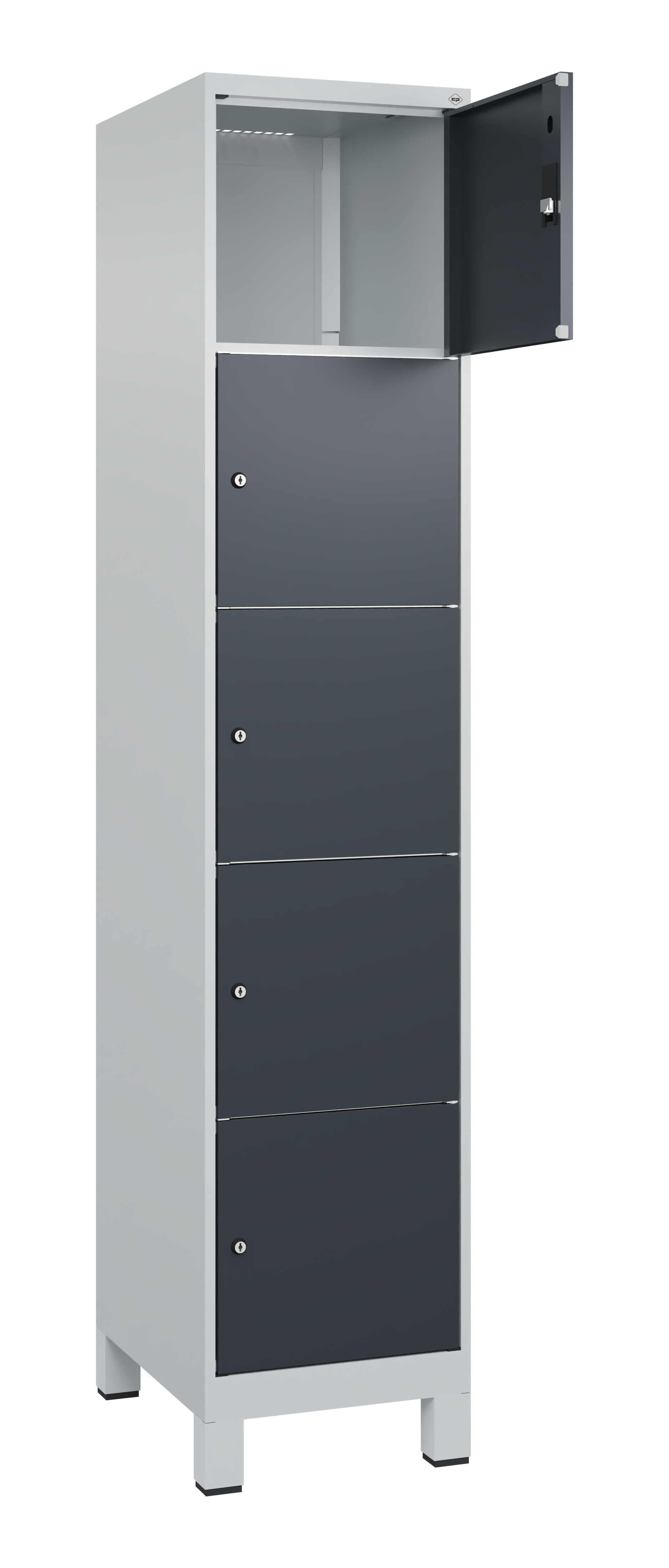 Schließfachschrank Classic Plus, Füße, 5 Fächer, 1950x400x500mm
