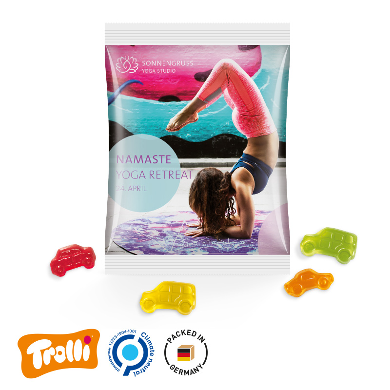 Maxitüte Folie weiß Trolli Fruchtgummi Auto-Mischung