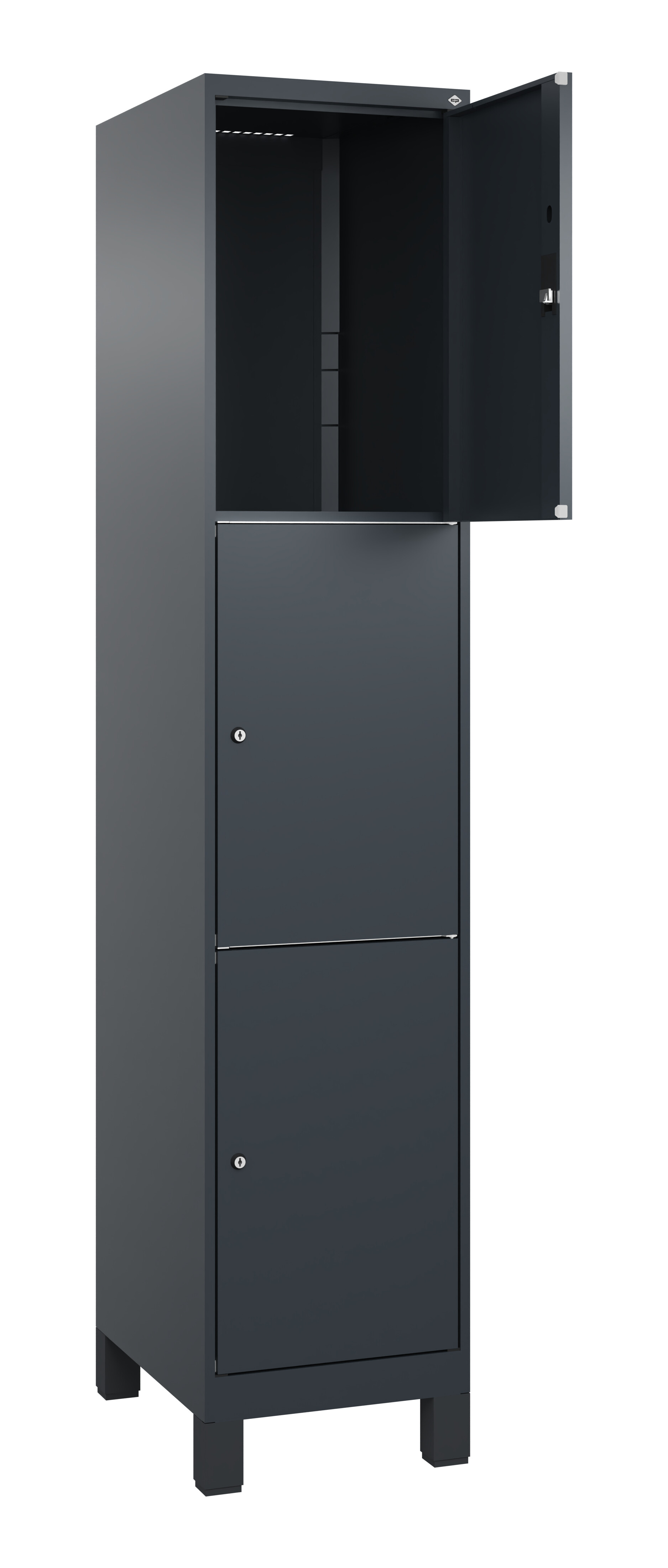 Schließfachschrank Classic Plus, Füße, 3 Fächer, 1950x400x500mm