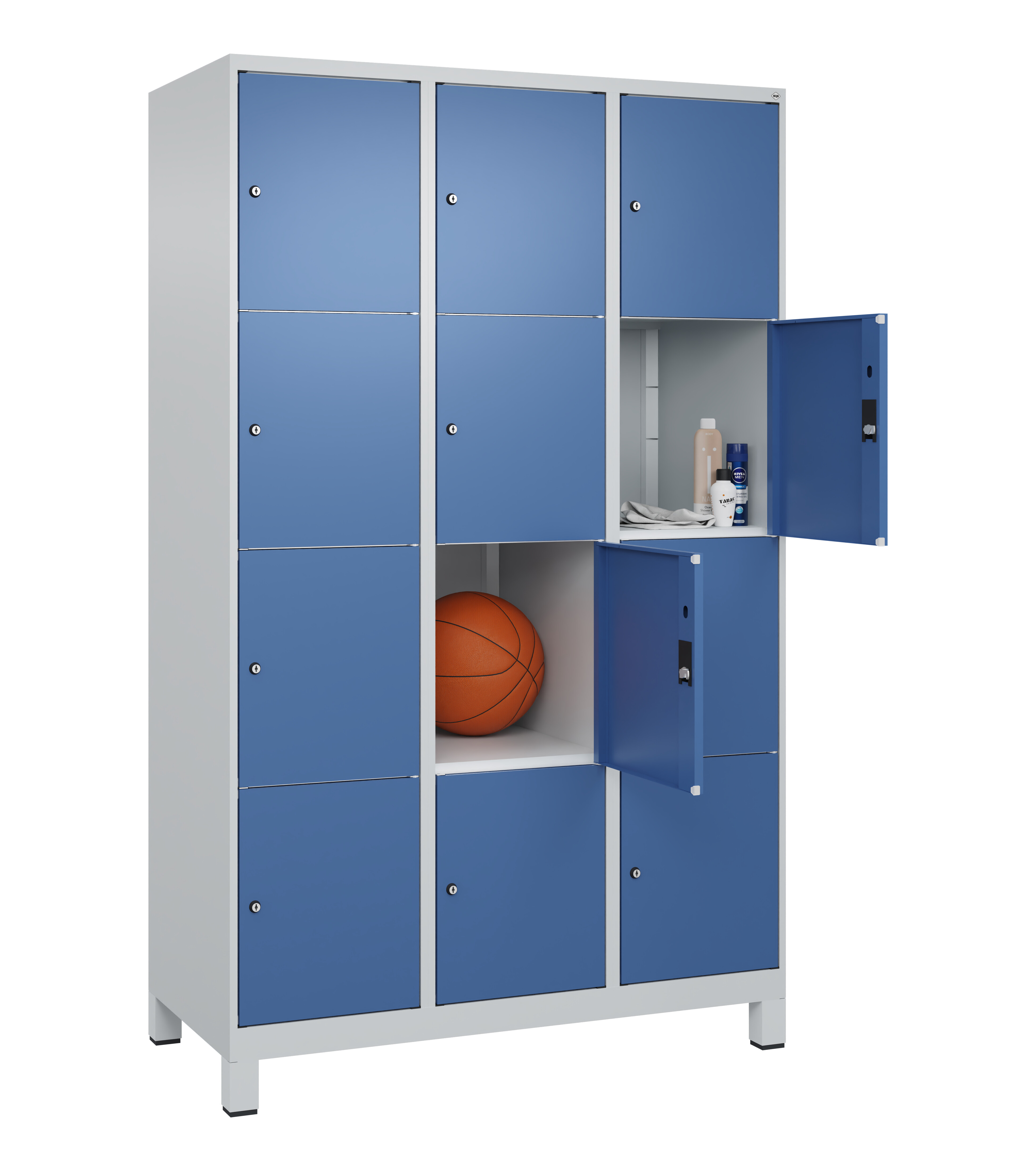 Schließfachschrank Classic Plus, Füße, 12 Fächer, 1950x1200x500mm Schließfachschrank Classic Plus, Füße, 12 Fächer, 1950x1200x500mm