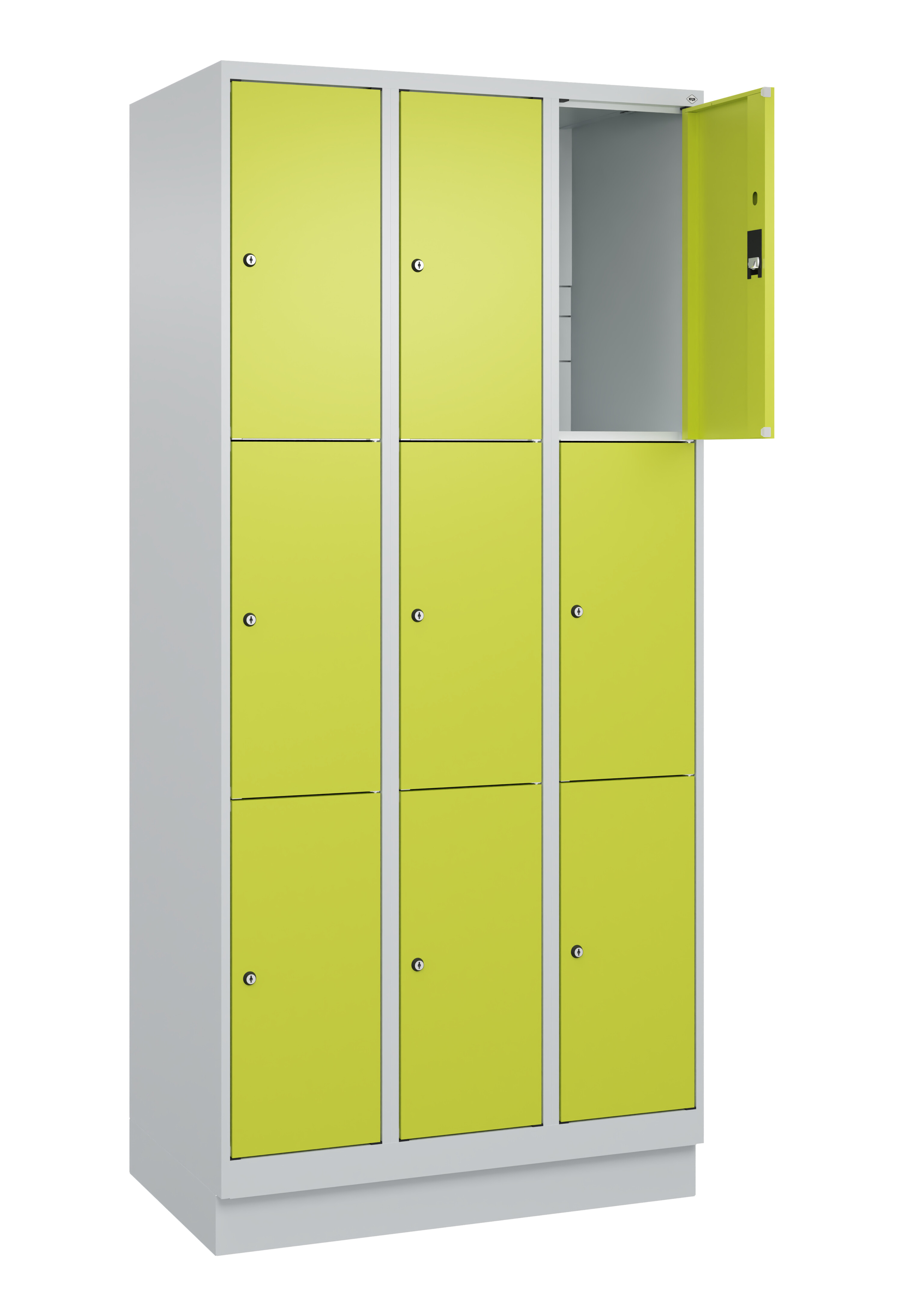 Schließfachschrank Classic Plus, Sockel, 9 Fächer, 1950x900x500mm Schließfachschrank Classic Plus, Sockel, 9 Fächer, 1950x900x500mm