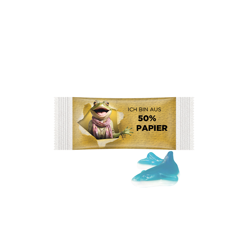 Trolli Fruchtgummi Hai Papierfolie weiß