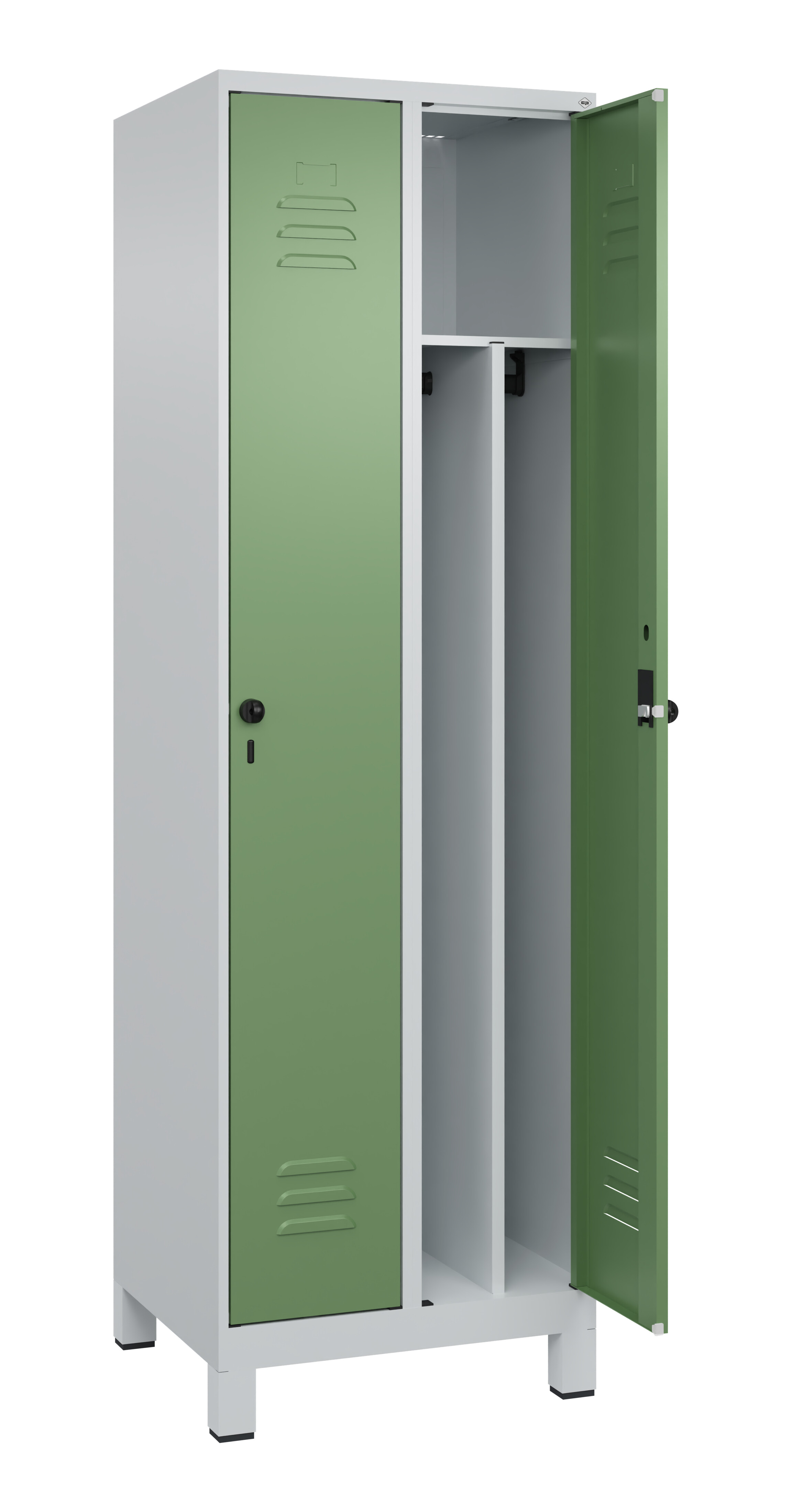 Spind Classic Plus, Füße, 2 Abteile, 1950x600x500mm Spind Classic Plus, Füße, 2 Abteile, 1950x600x500mm