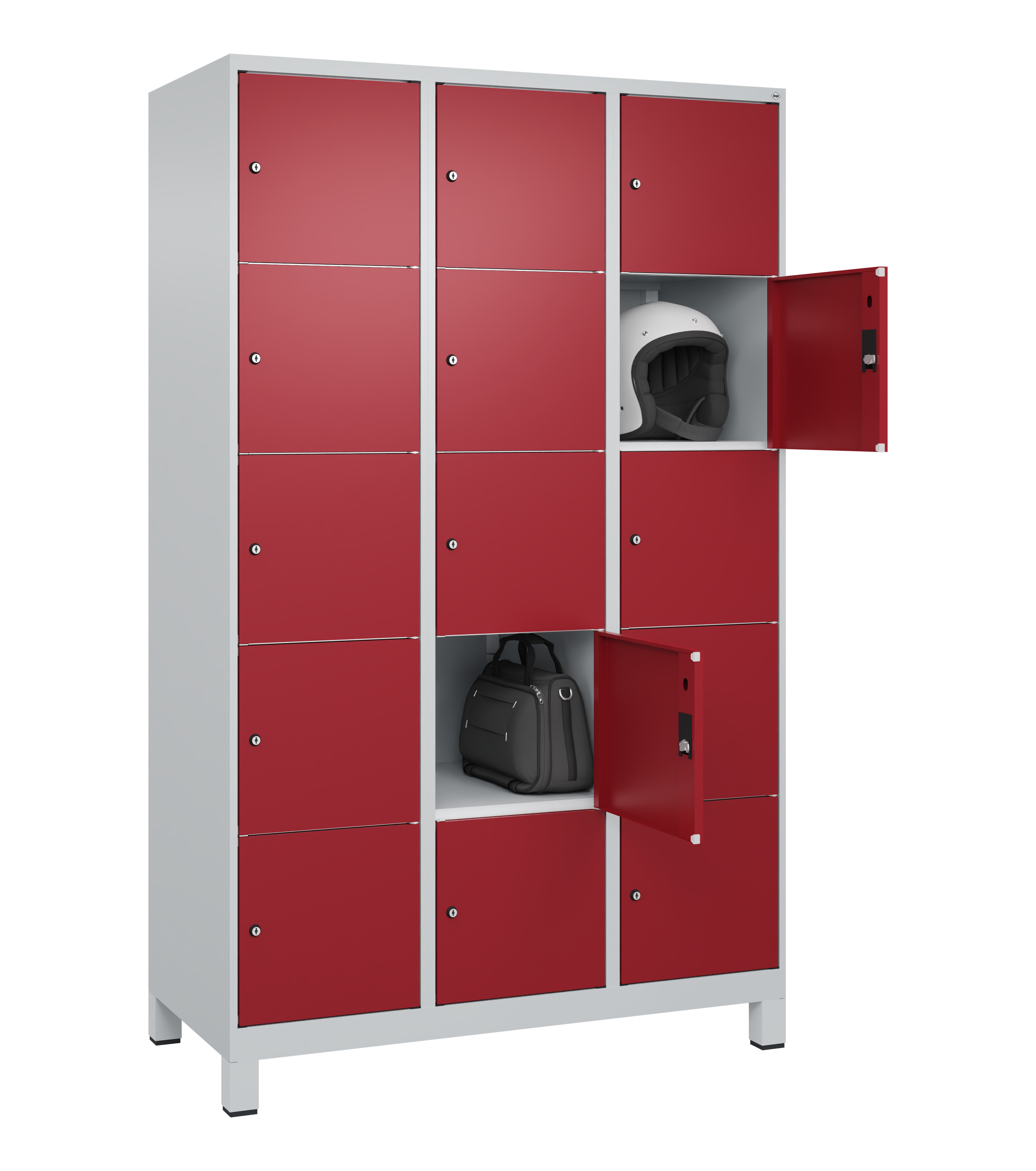 Schließfachschrank Classic Plus, Füße, 15 Fächer, 1950x1200x500mm Schließfachschrank Classic Plus, Füße, 15 Fächer, 1950x1200x500mm