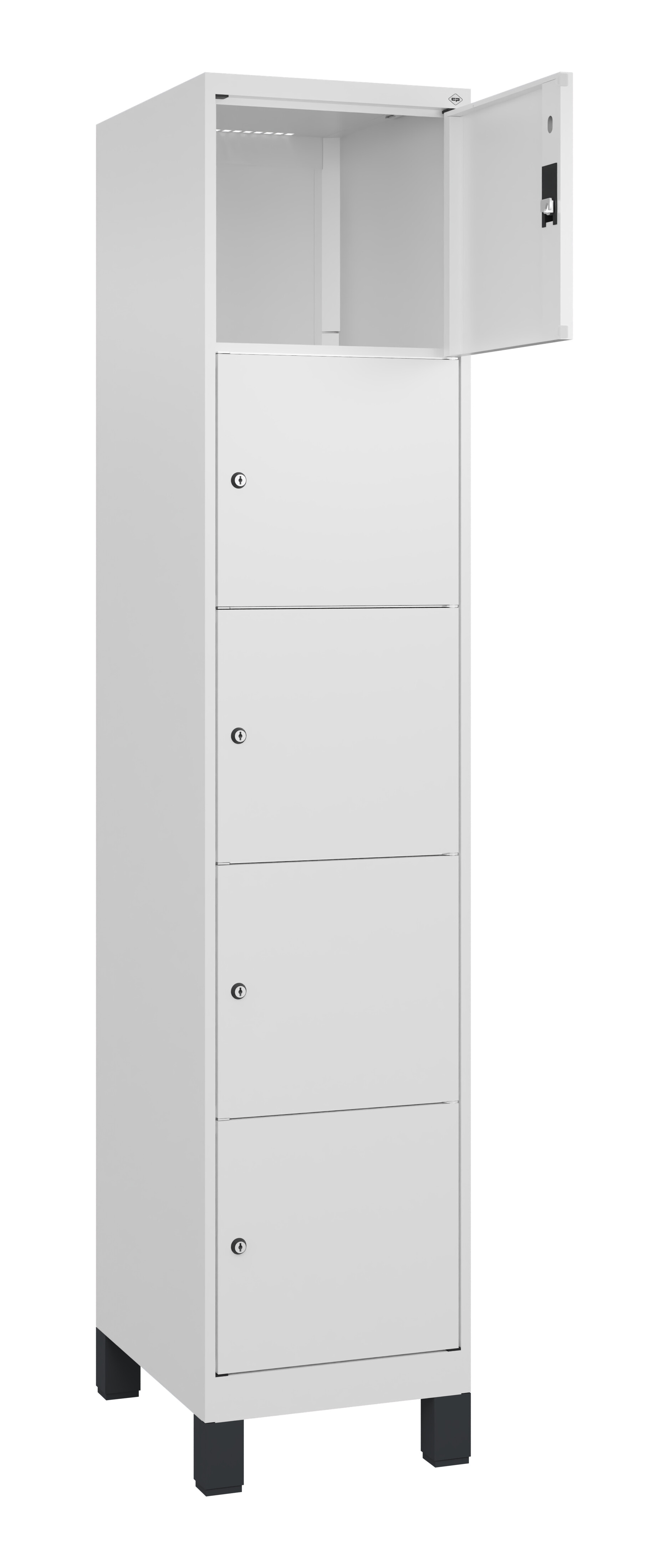 Schließfachschrank Classic Plus, Füße, 5 Fächer, 1950x400x500mm