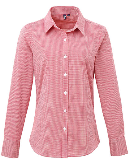 Premier Workwear Women´s Microcheck (Gingham) Long Sleeve Cotton Shirt Premier Workwear Women´s Microcheck (Gingham) Long Sleeve Cotton Shirt