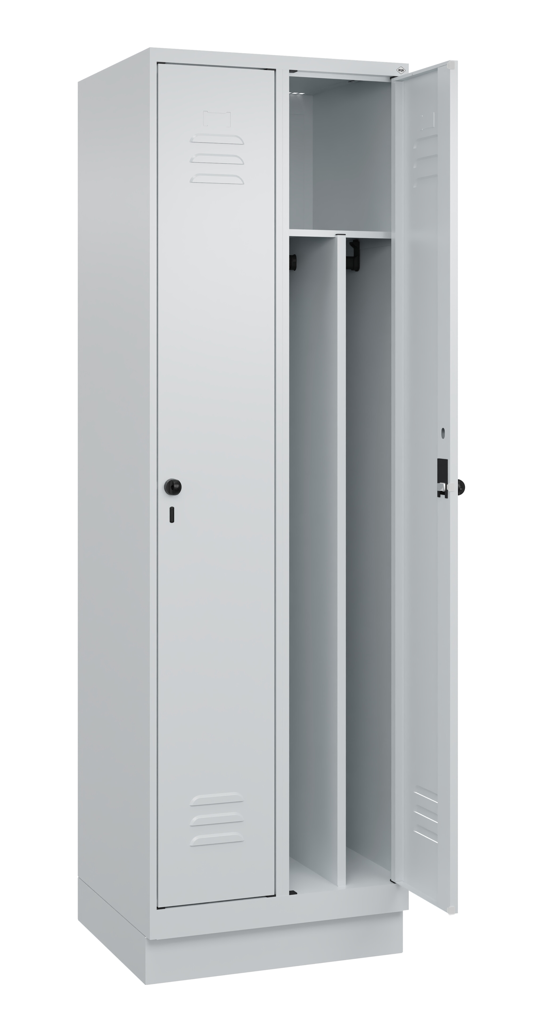 Spind Classic Plus, Sockel, 2 Abteile, 1950x600x500mm Spind Classic Plus, Sockel, 2 Abteile, 1950x600x500mm