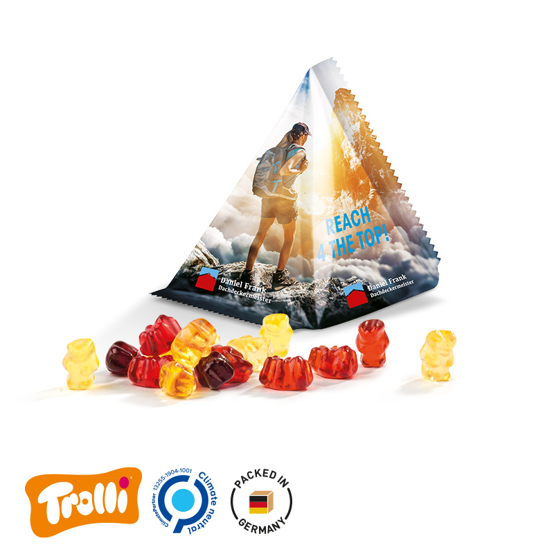 Fruchtgummi Tetraeder Folie weiß Trolli Fruchtgummibären 30% Fruchtsaftqualität