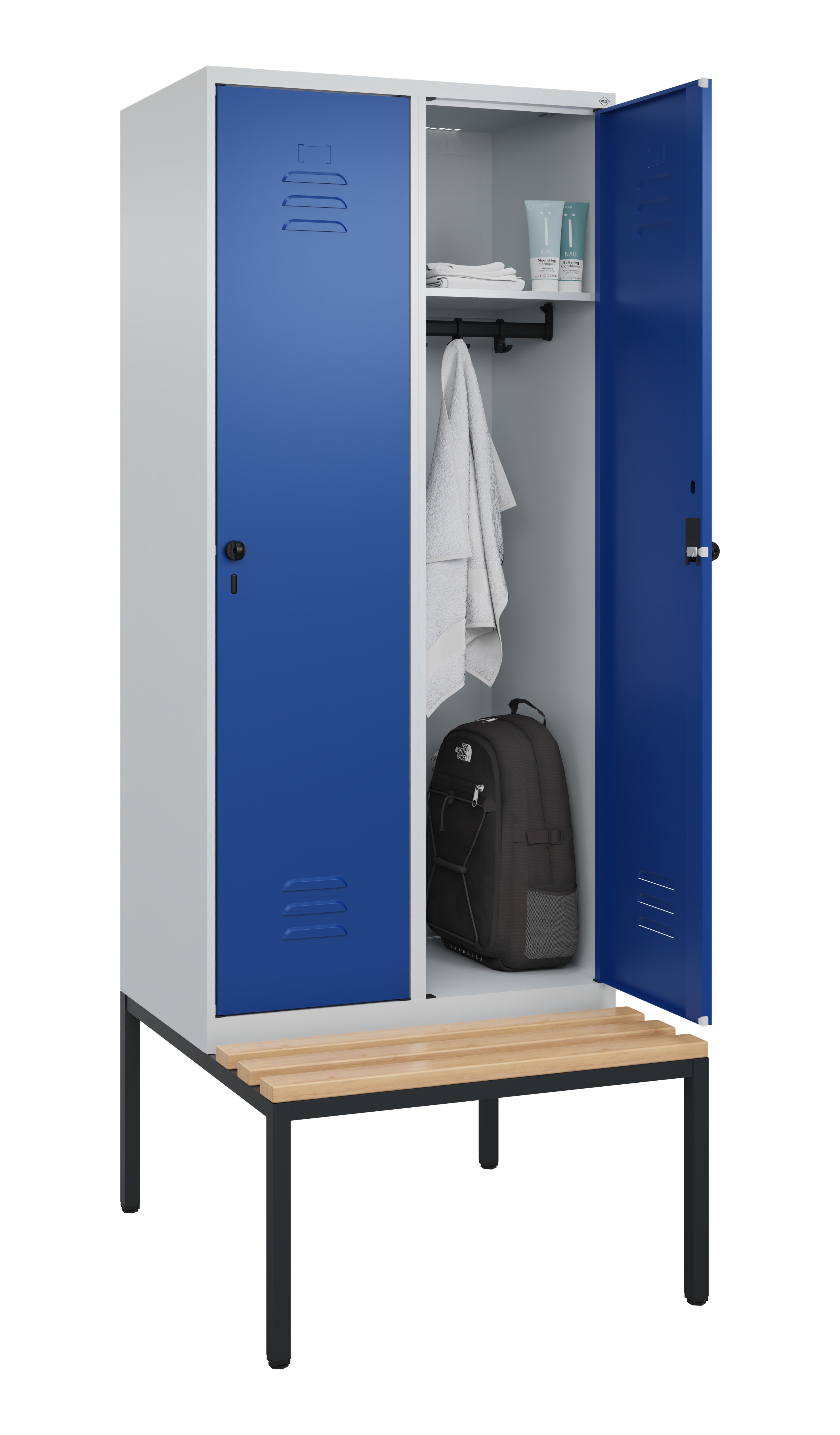 Spind Classic Plus, Bank, 2 Abteile, 2120x800x815mm