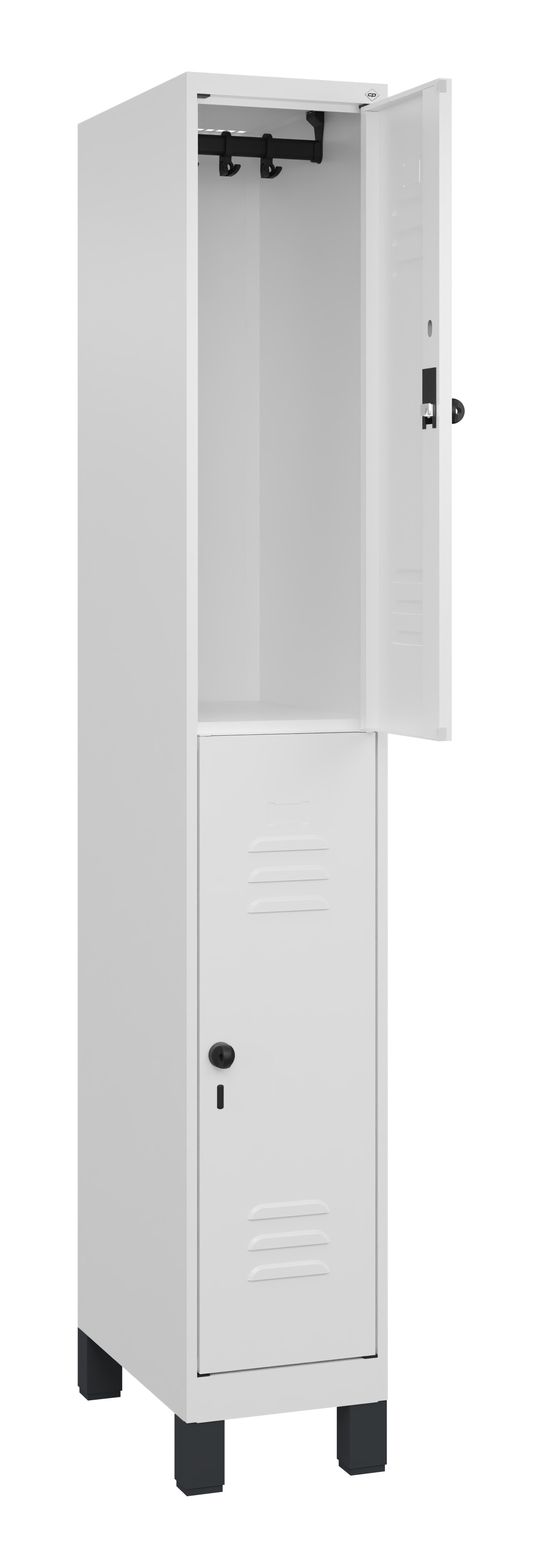 Doppelstock-Spind Classic Plus, Füße, 2 Fächer, 1950x300x500mm Doppelstock-Spind Classic Plus, Füße, 2 Fächer, 1950x300x500mm