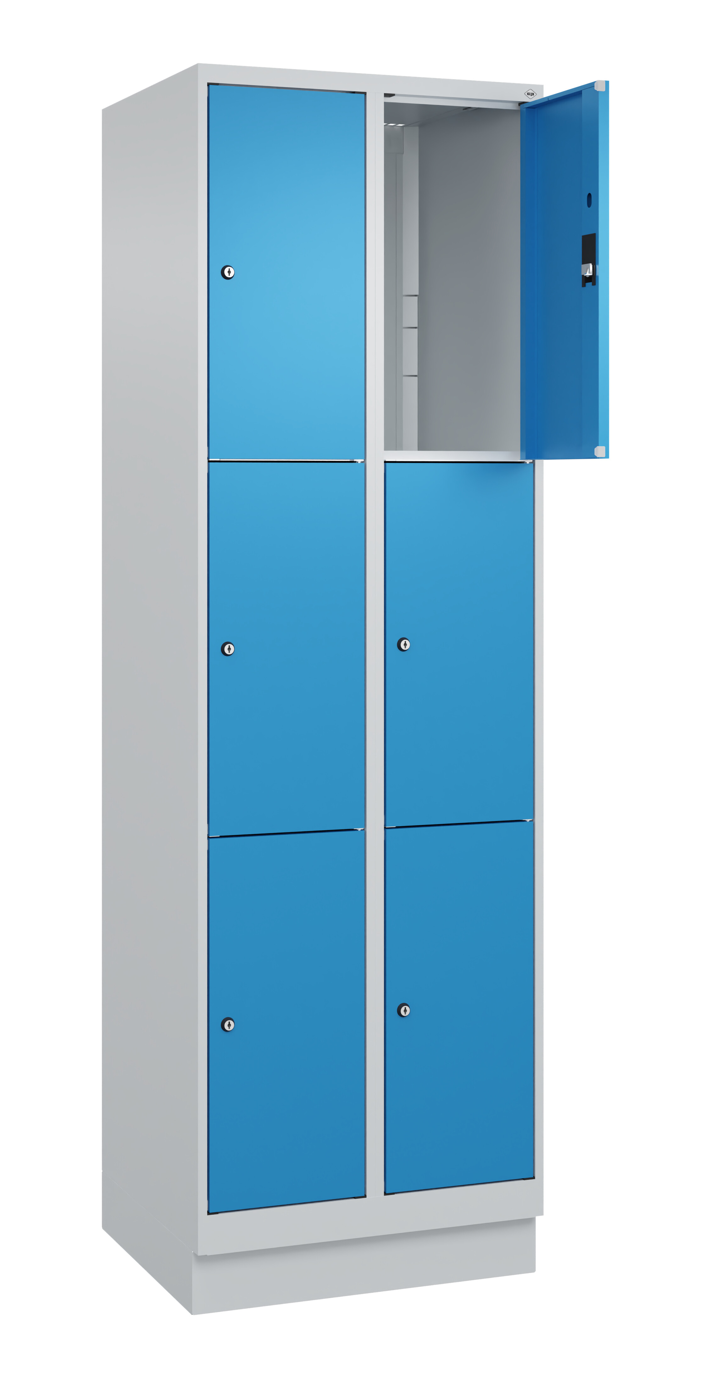 Schließfachschrank Classic Plus, Sockel, 6 Fächer, 1950x600x500mm